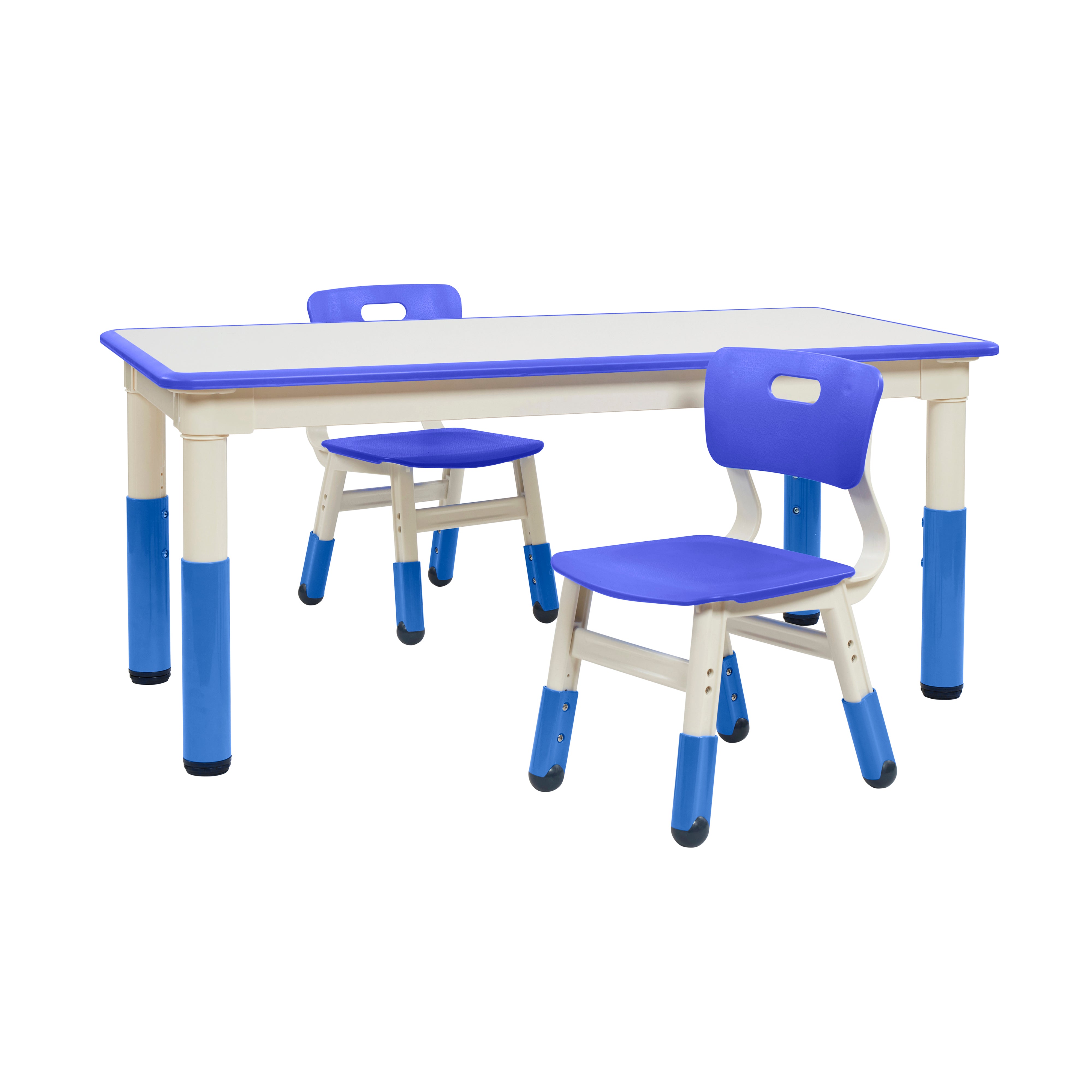 Rectangle Dry Erase Activity Table and 2 Adjustable Height Plastic Cha