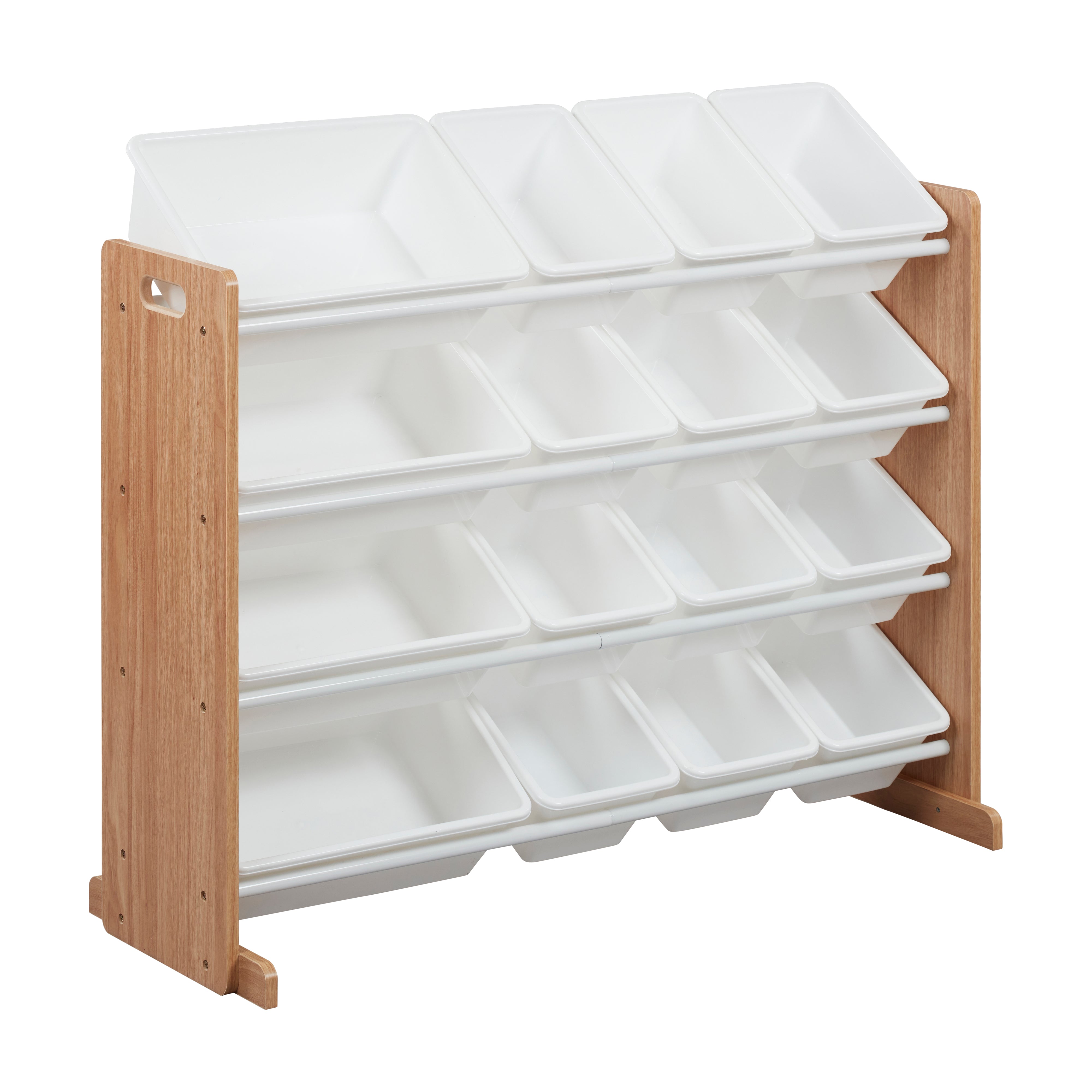 Home Drawers and outlet Carts Wood and Plastic Organizer Rack with 16 Bins