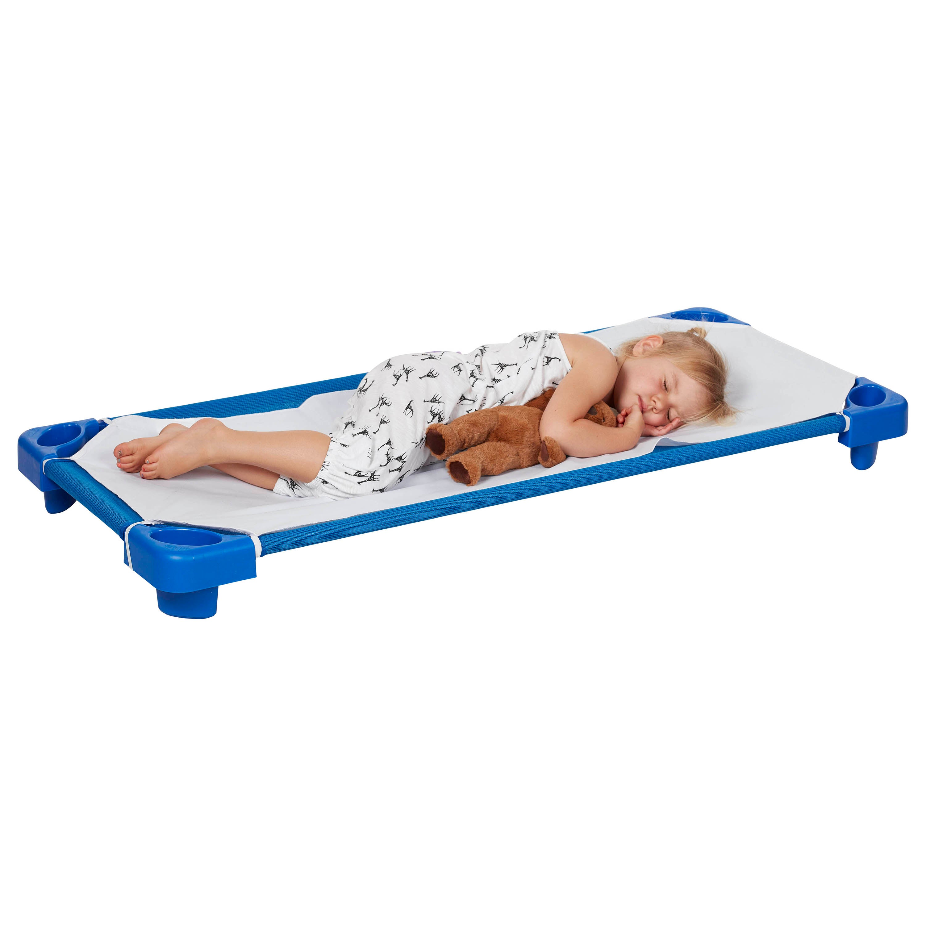 Stackable Kiddie Cot with Sheet, Ready-to-Assemble, Standard Size - Blue