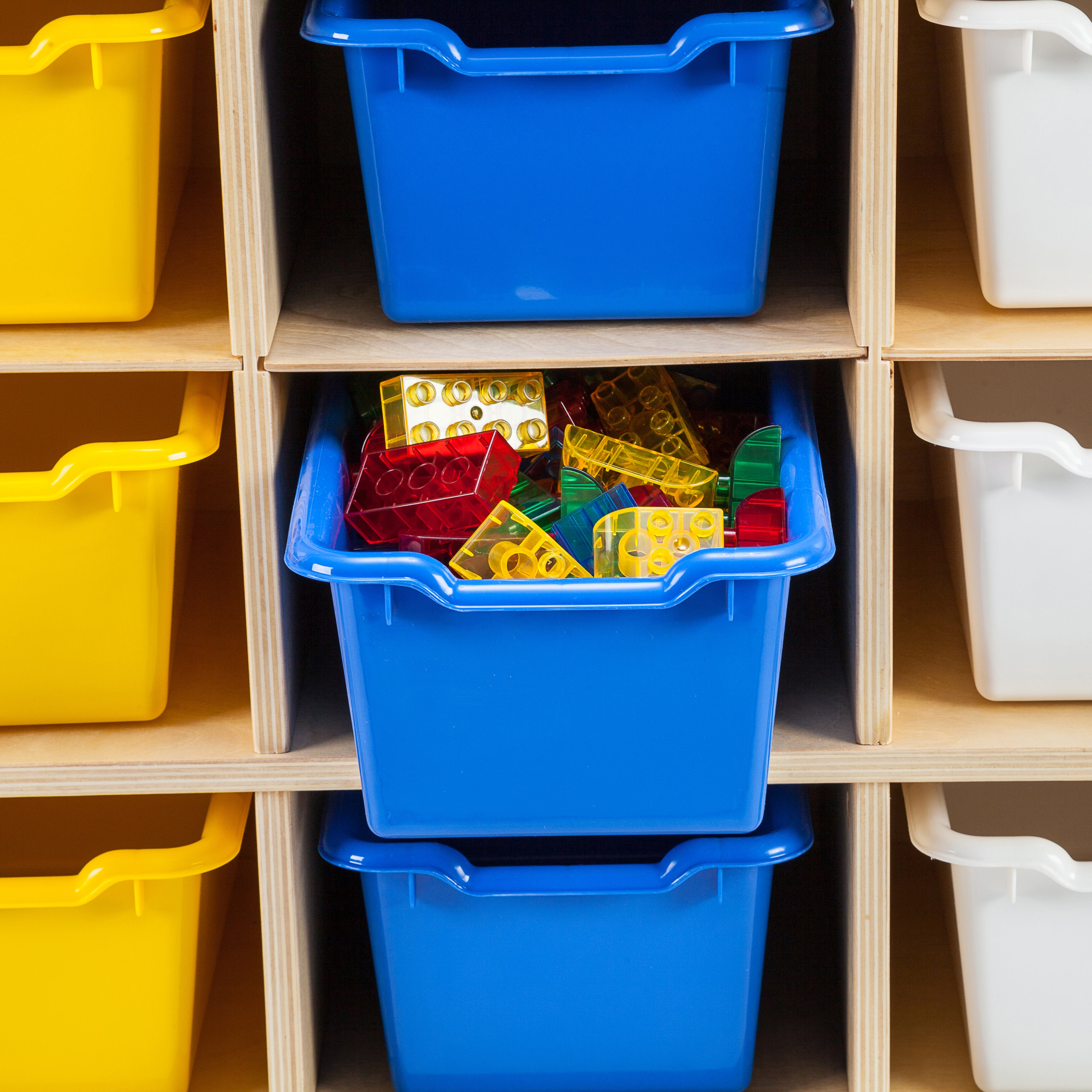 20 Cubby Mobile Tray Cabinet with 20 Scoop Front Storage Bins