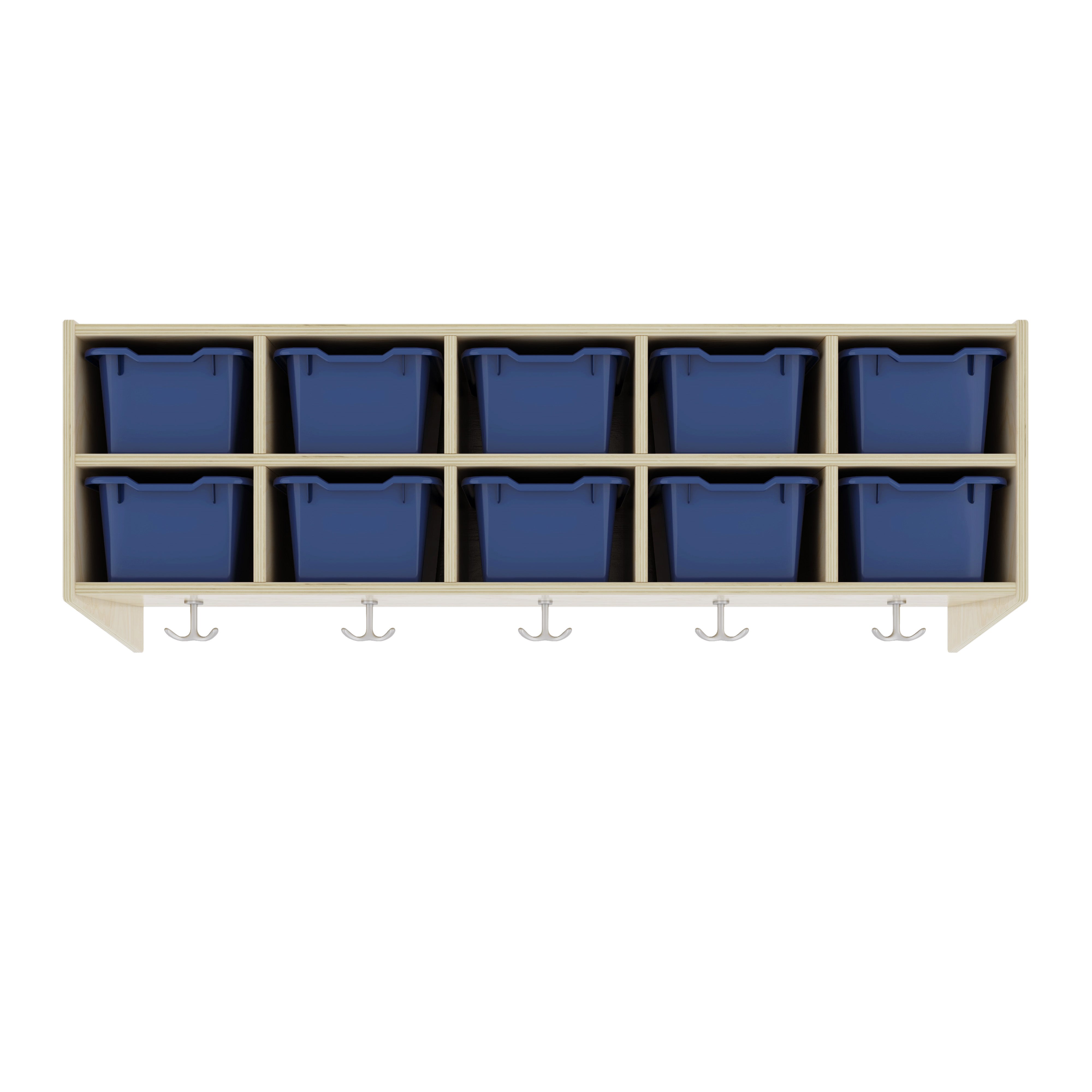 Streamline 10-Section Hanging Coat Locker with 10 Scoop Front Storage Bins