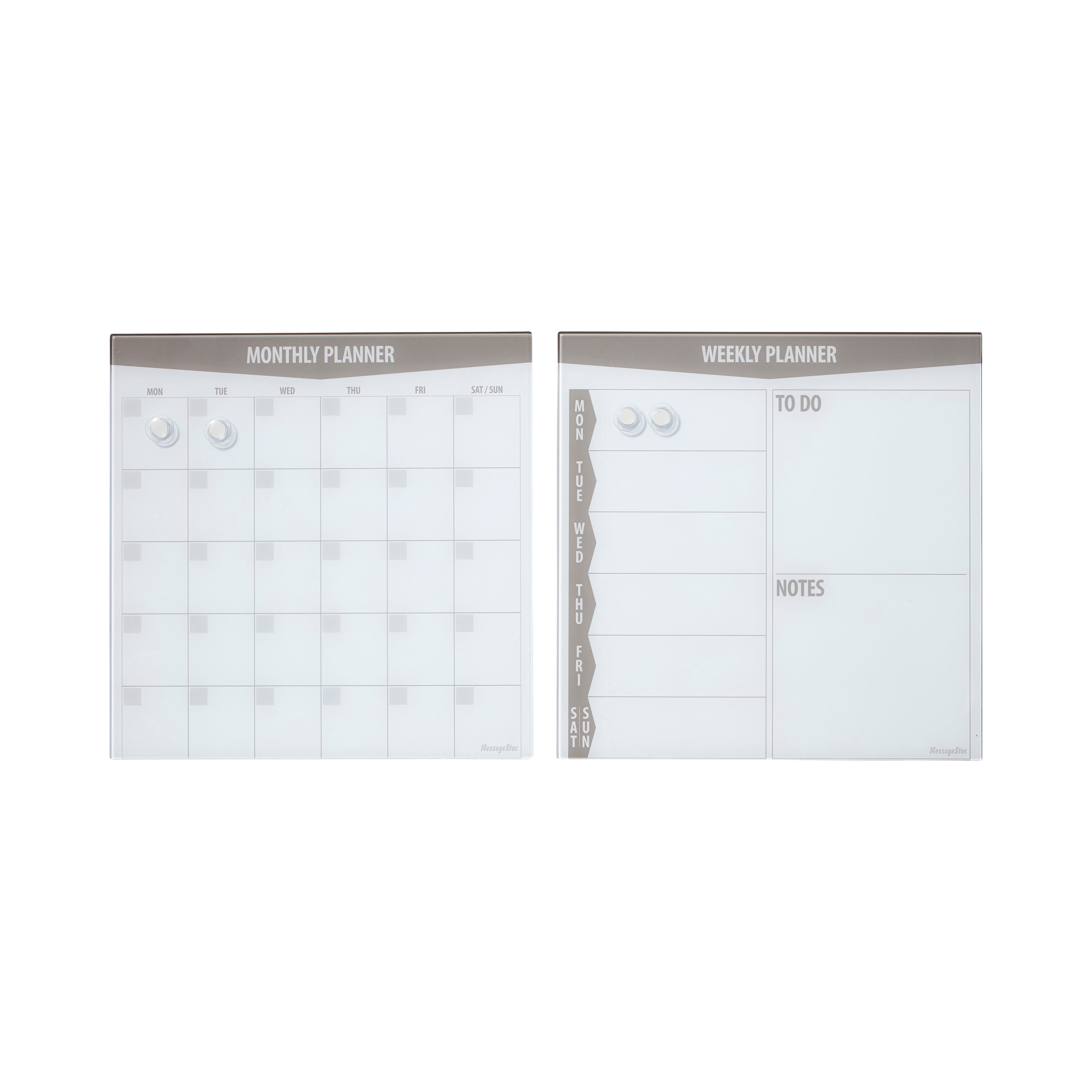 Magnetic Dry-Erase Glass Board with Magnets, 17.5in x 17.5in, Wall-Mounted Whiteboard, 2-Pack