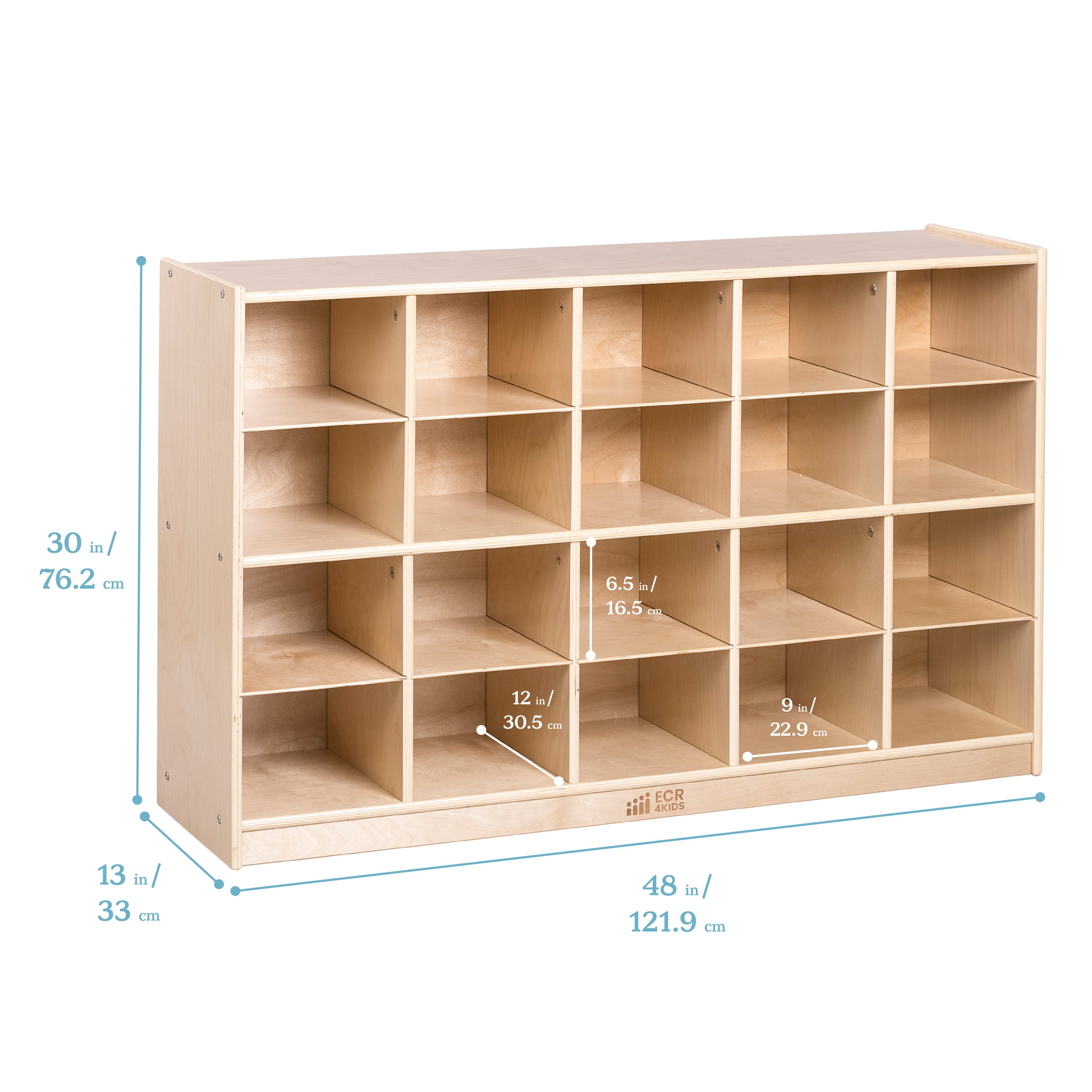 20 Cubby Mobile Tray Cabinet with 20 Scoop Front Storage Bins