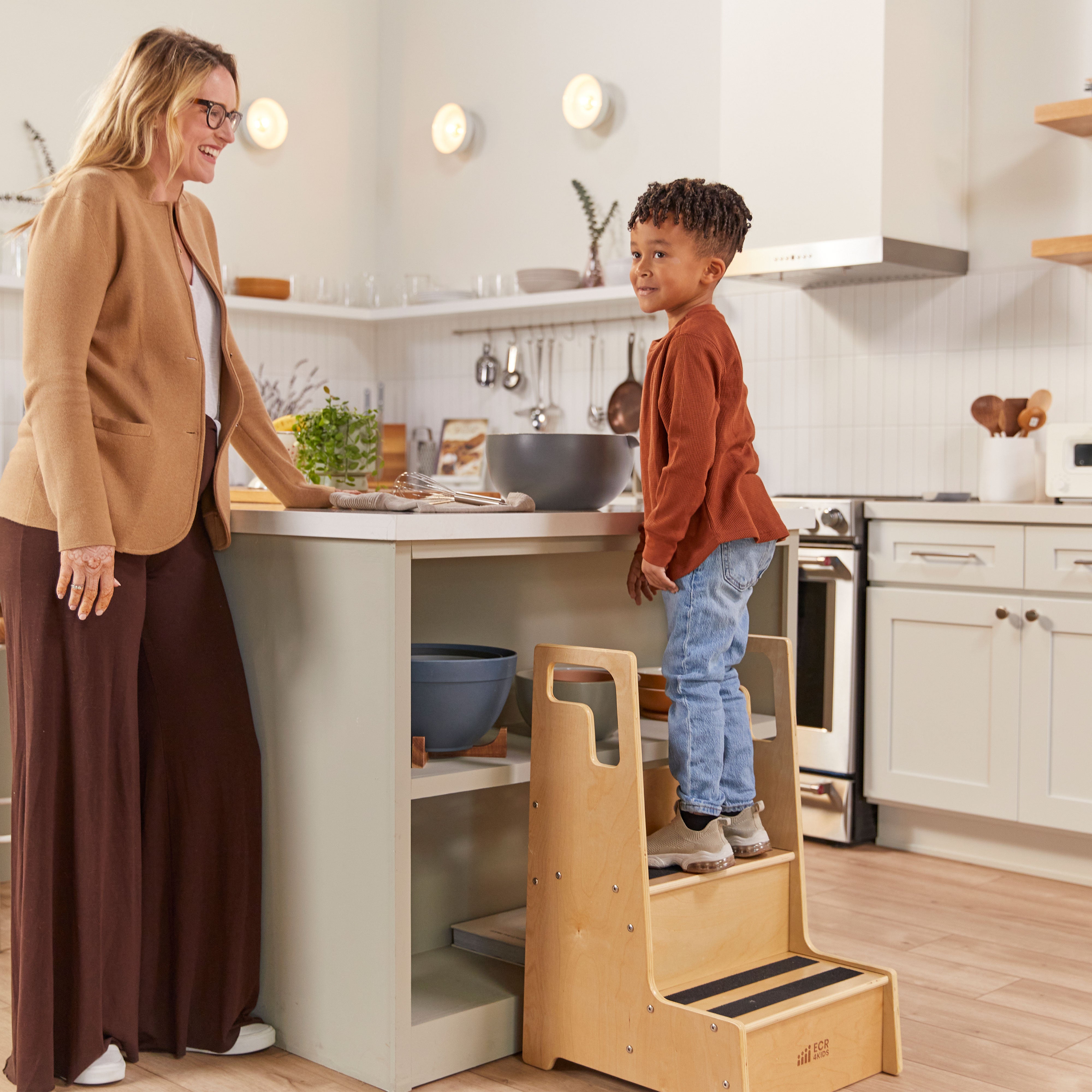 Child step stool with rails sale