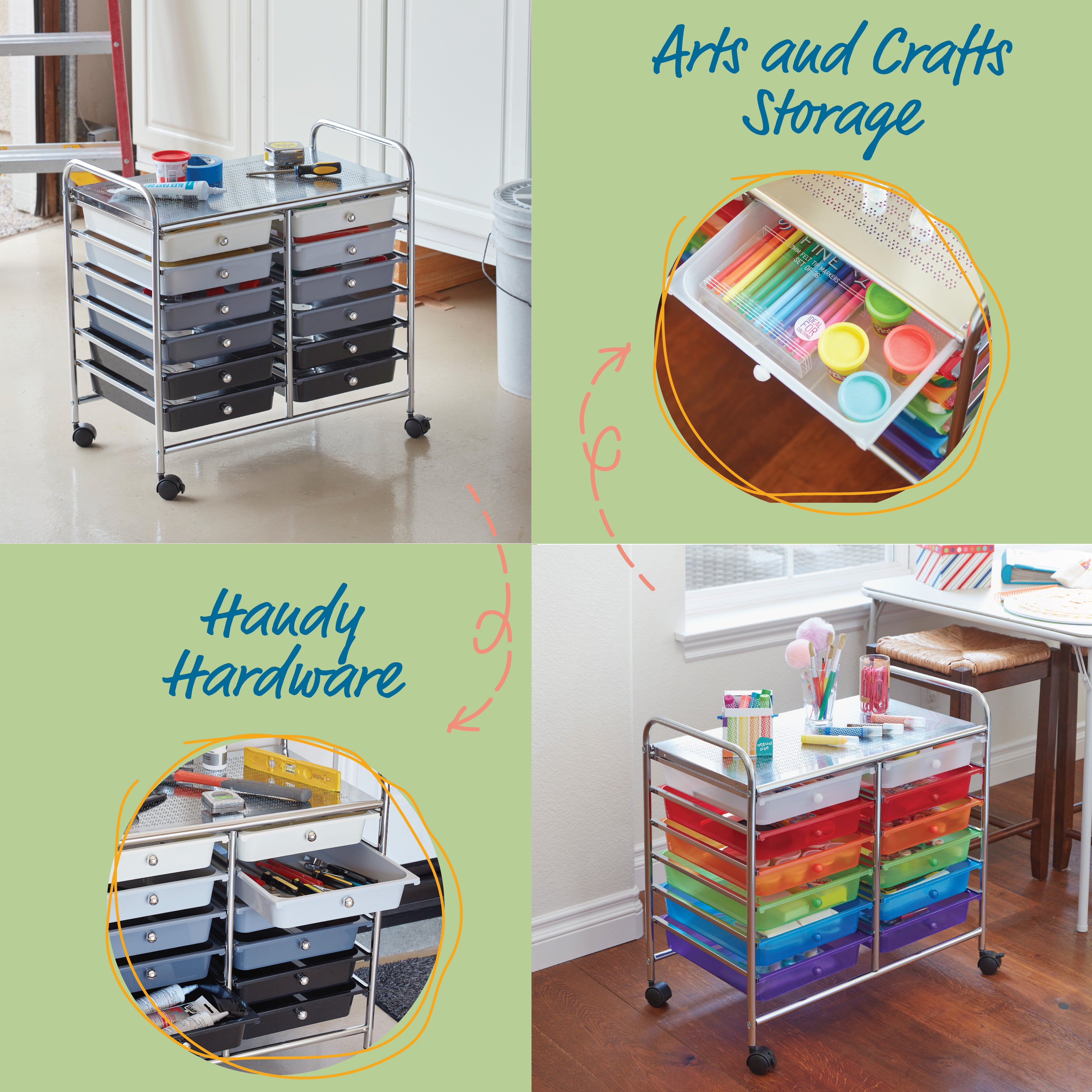 12-Drawer Mobile Organizer, Storage Cart