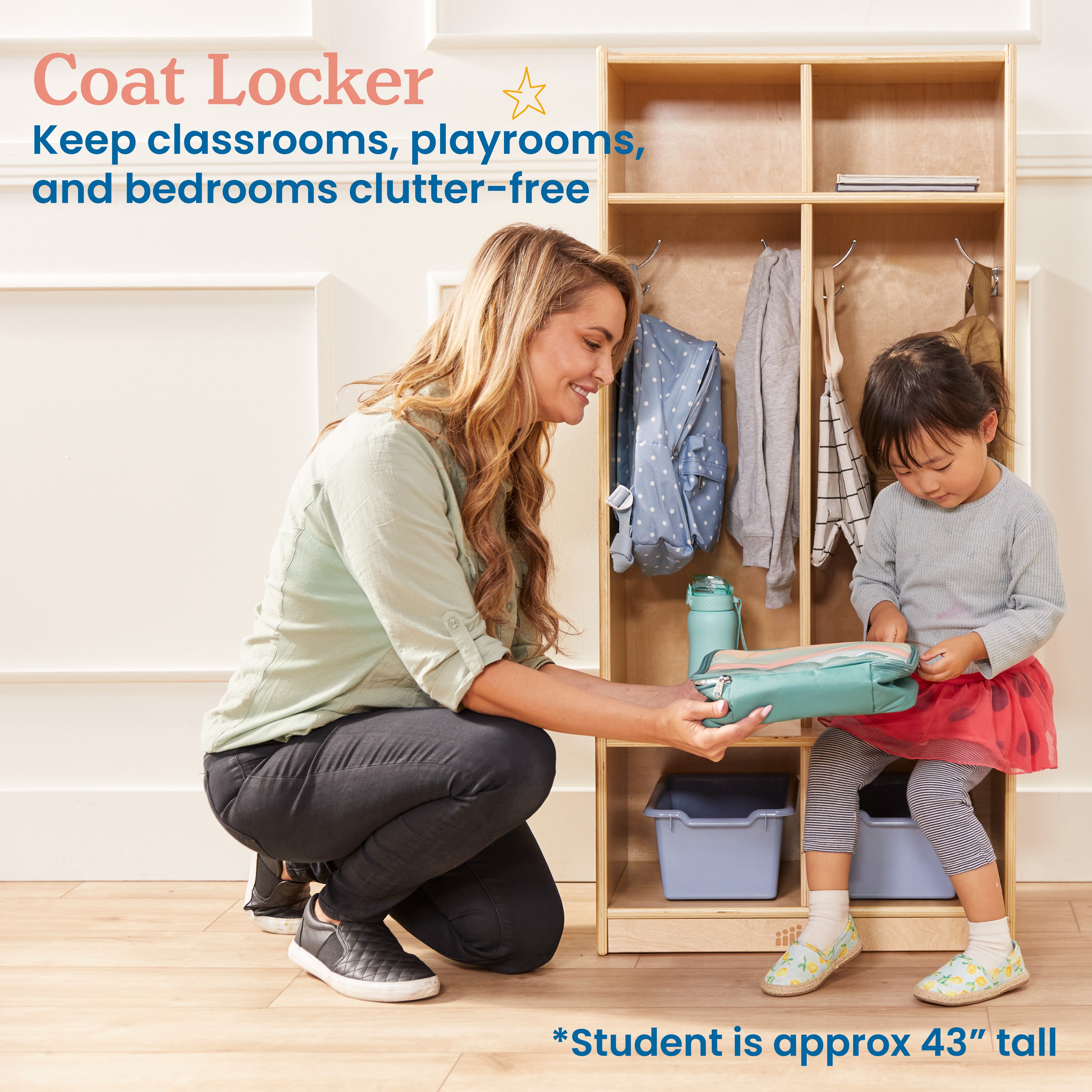 2-Section Coat Locker with Bench, Classroom Furniture