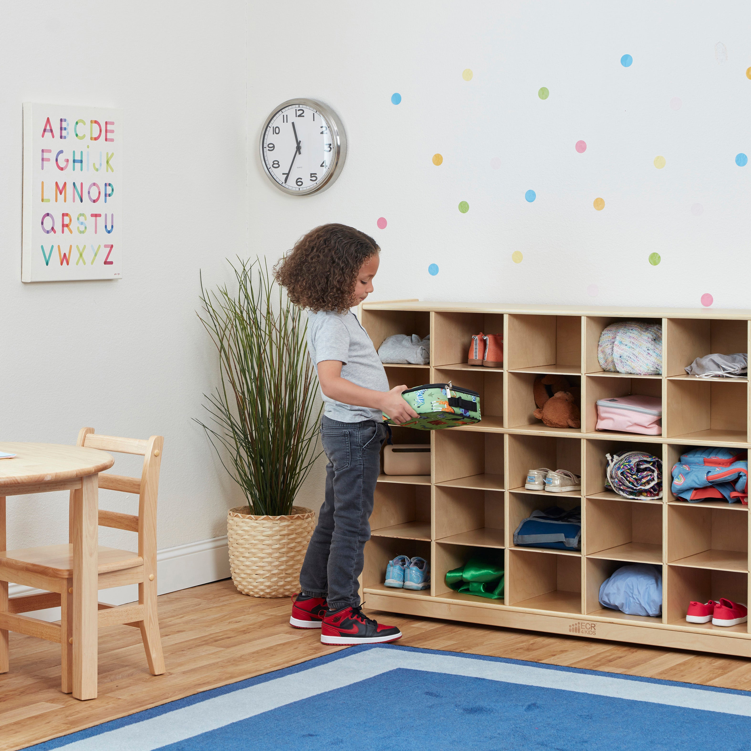 25 Cubby Storage Cabinet, Eco-Friendly Birch Plywood Storage with 25 Tray Slots