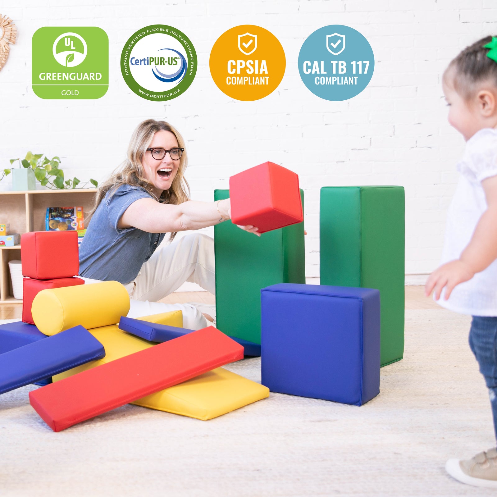 Building Foam Blocks, Large Unit-style Soft Builder Blocks, 16-piece