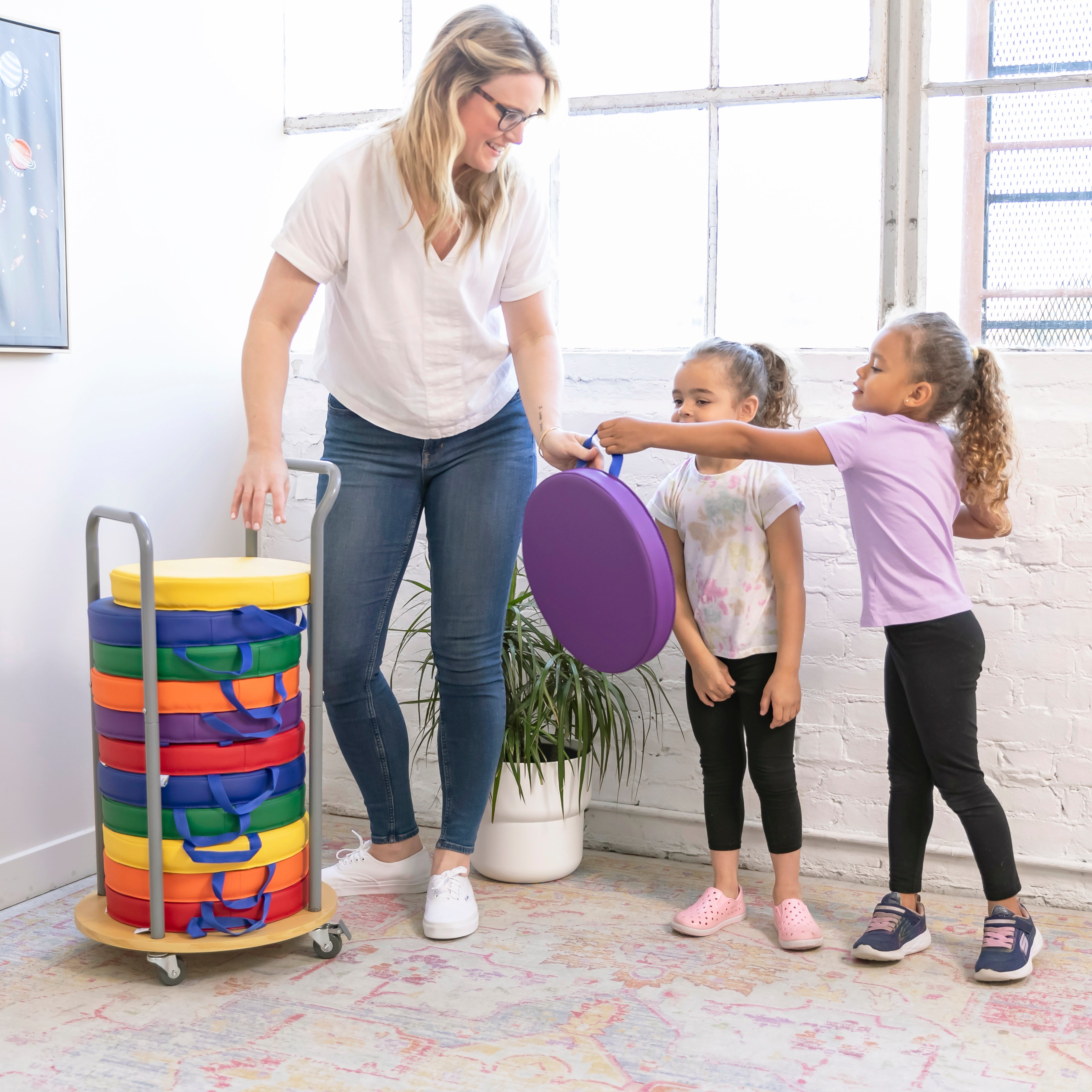 Mobile Cushion Cart, Storage Trolley, Silver