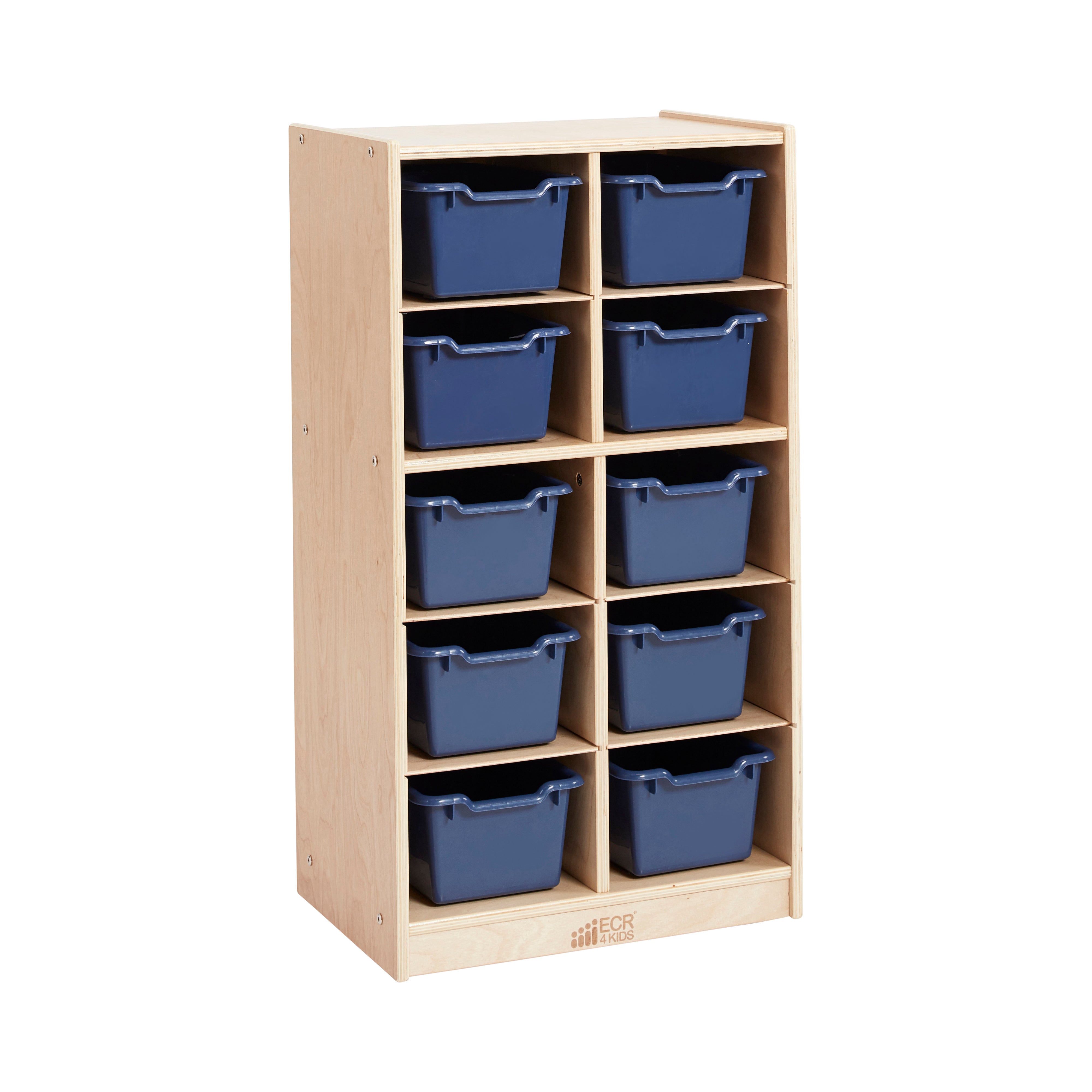 10 Cubby Mobile Tray Cabinet with 10 Scoop Front Storage Bins