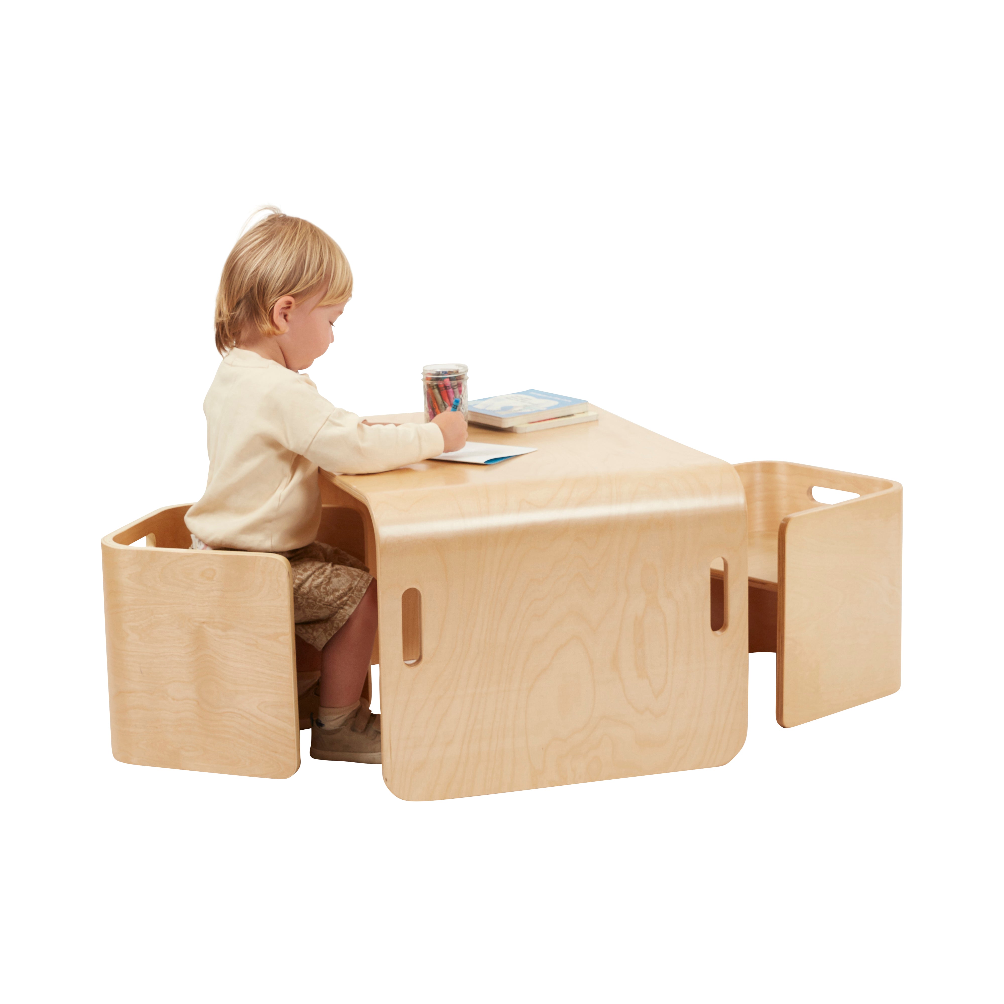 Bentwood Multipurpose Kids Wooden Table and Chair Set 3 Piece