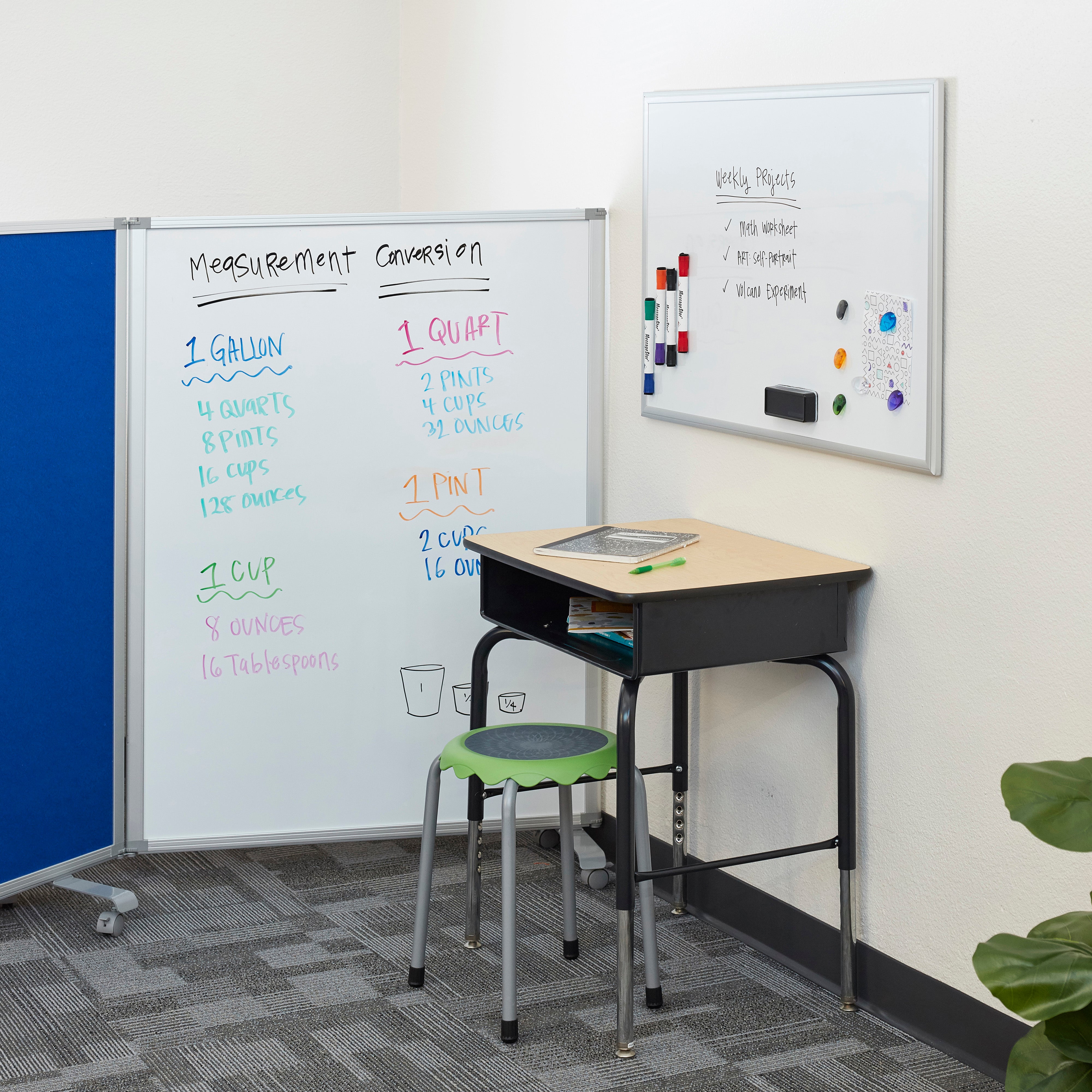 Dry-Erase Board with Accessories, Wall-Mounted Whiteboard