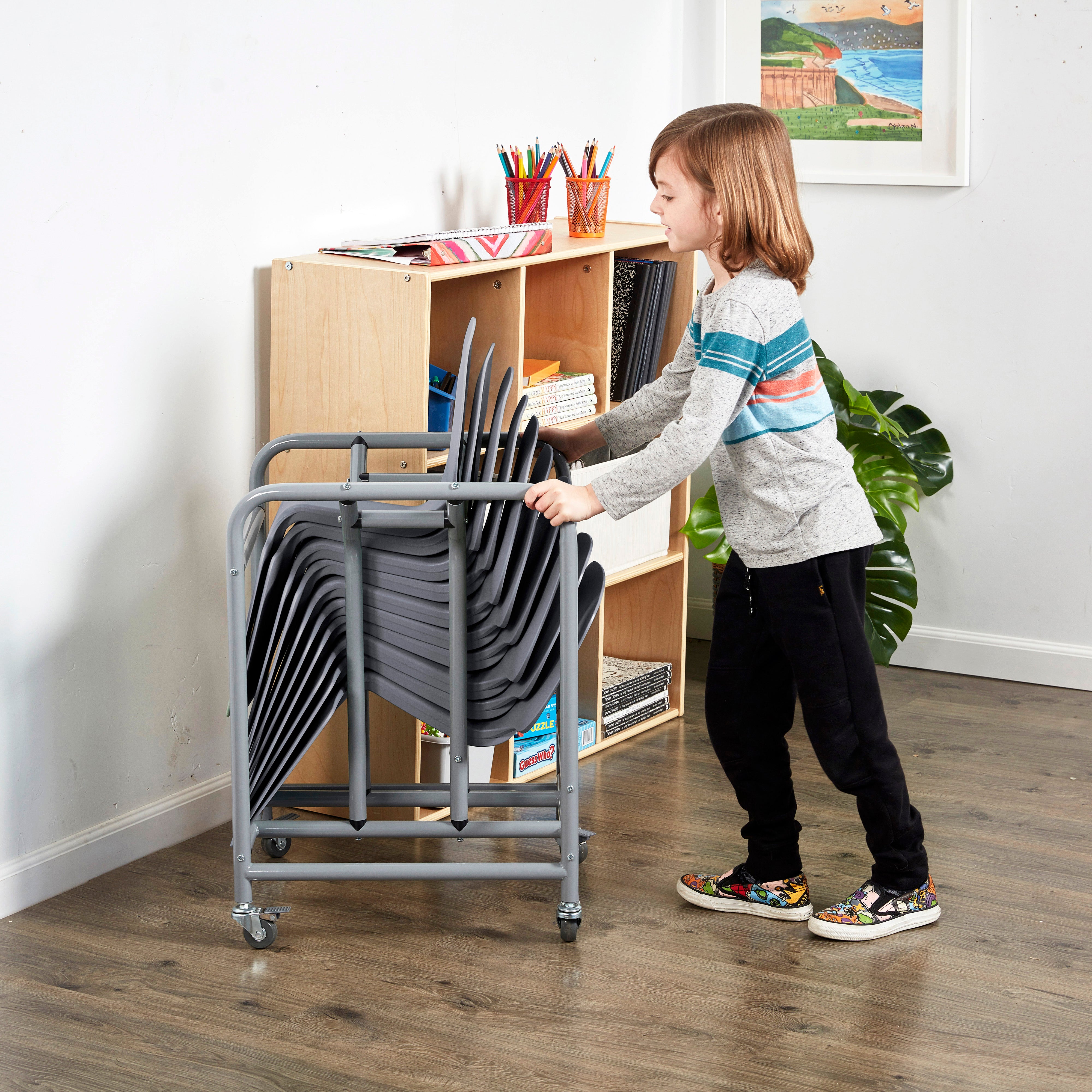 The Surf Mobile Storage Rack with 10 Surf Portable Desks Package, Classroom Flexible Seating