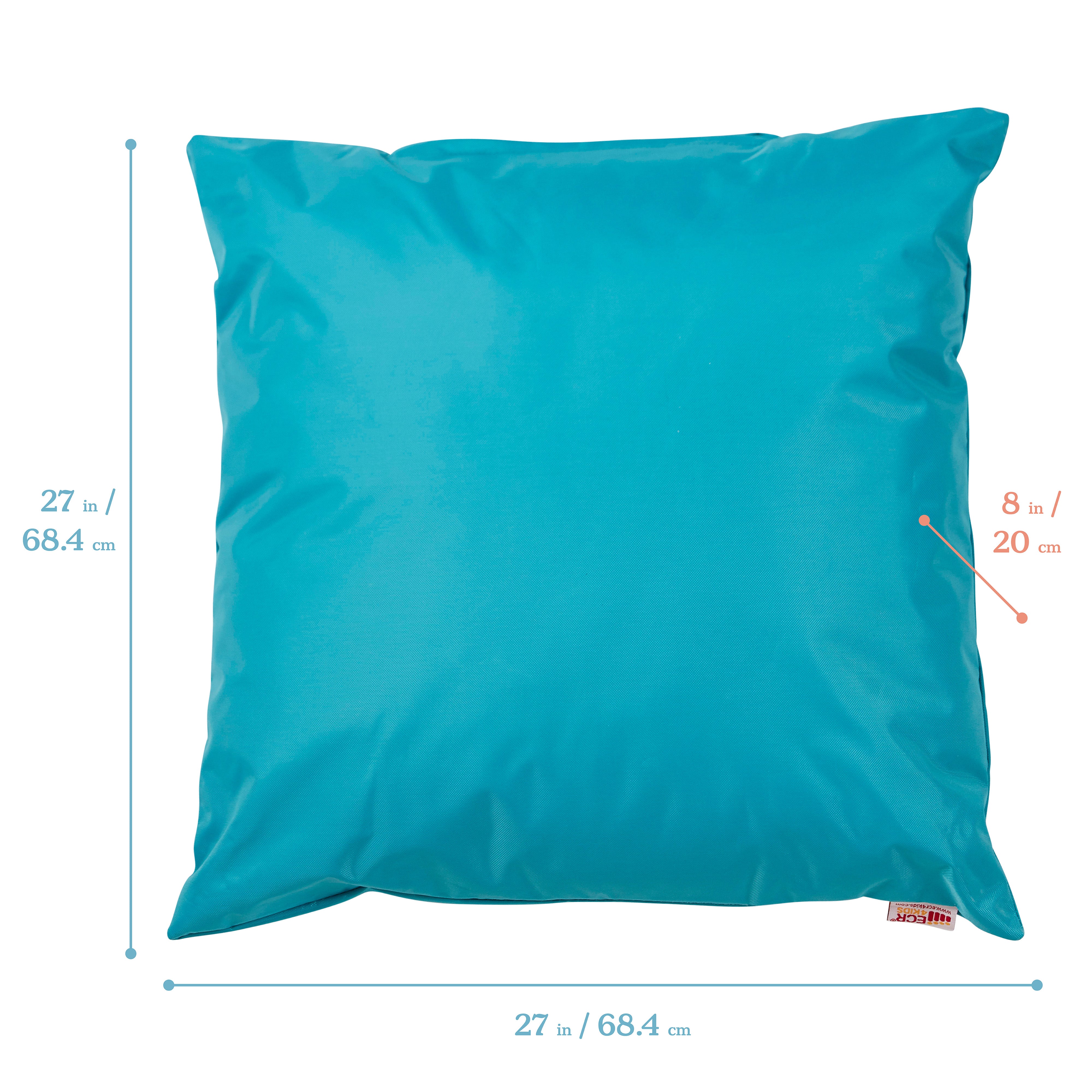 Jumbo Floor Pillow, Indoor and Outdoor Flexible Seating Cushion, 27in x 27 in