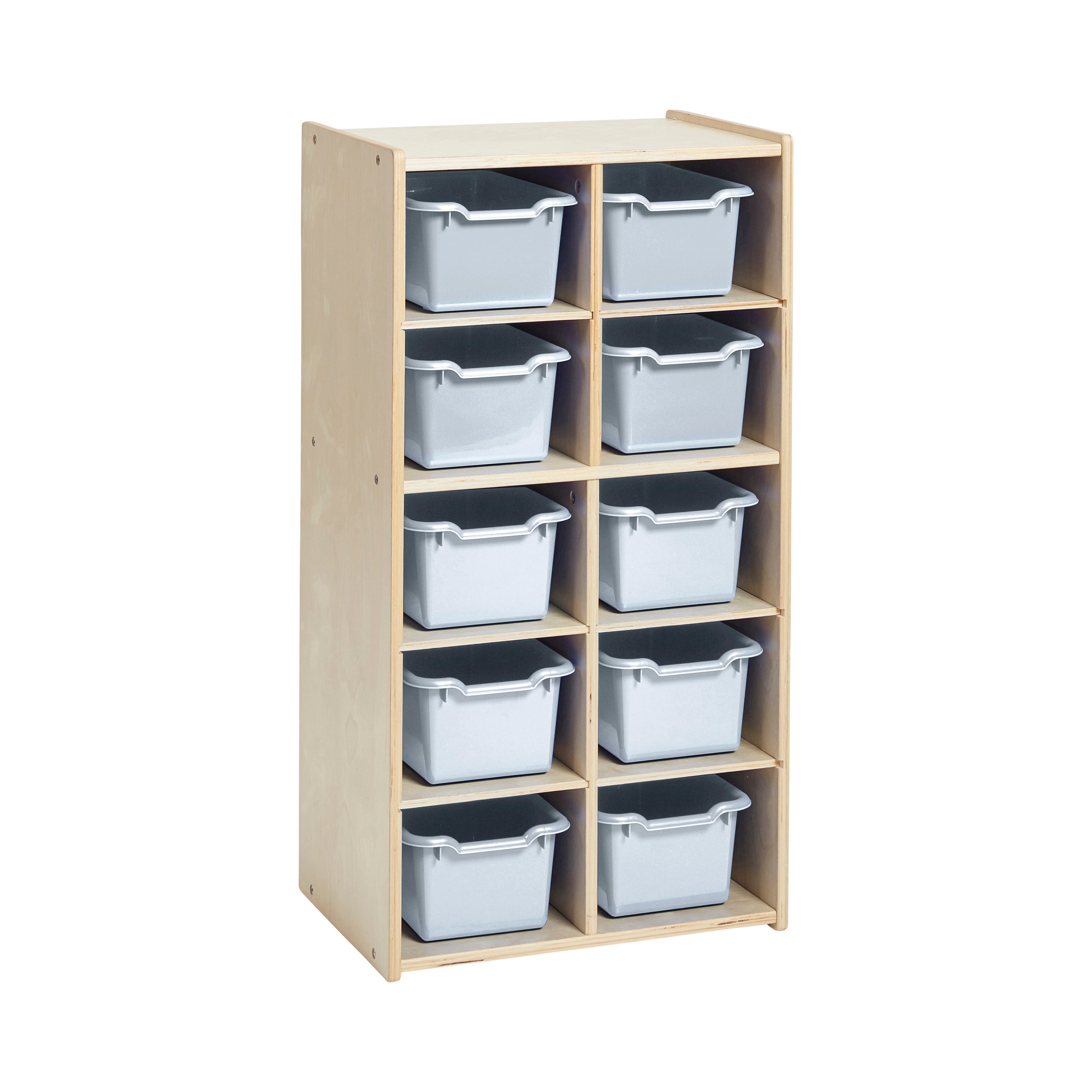 Streamline 10 Cubby Tray Storage Cabinet with 10 Scoop Front Storage Bins