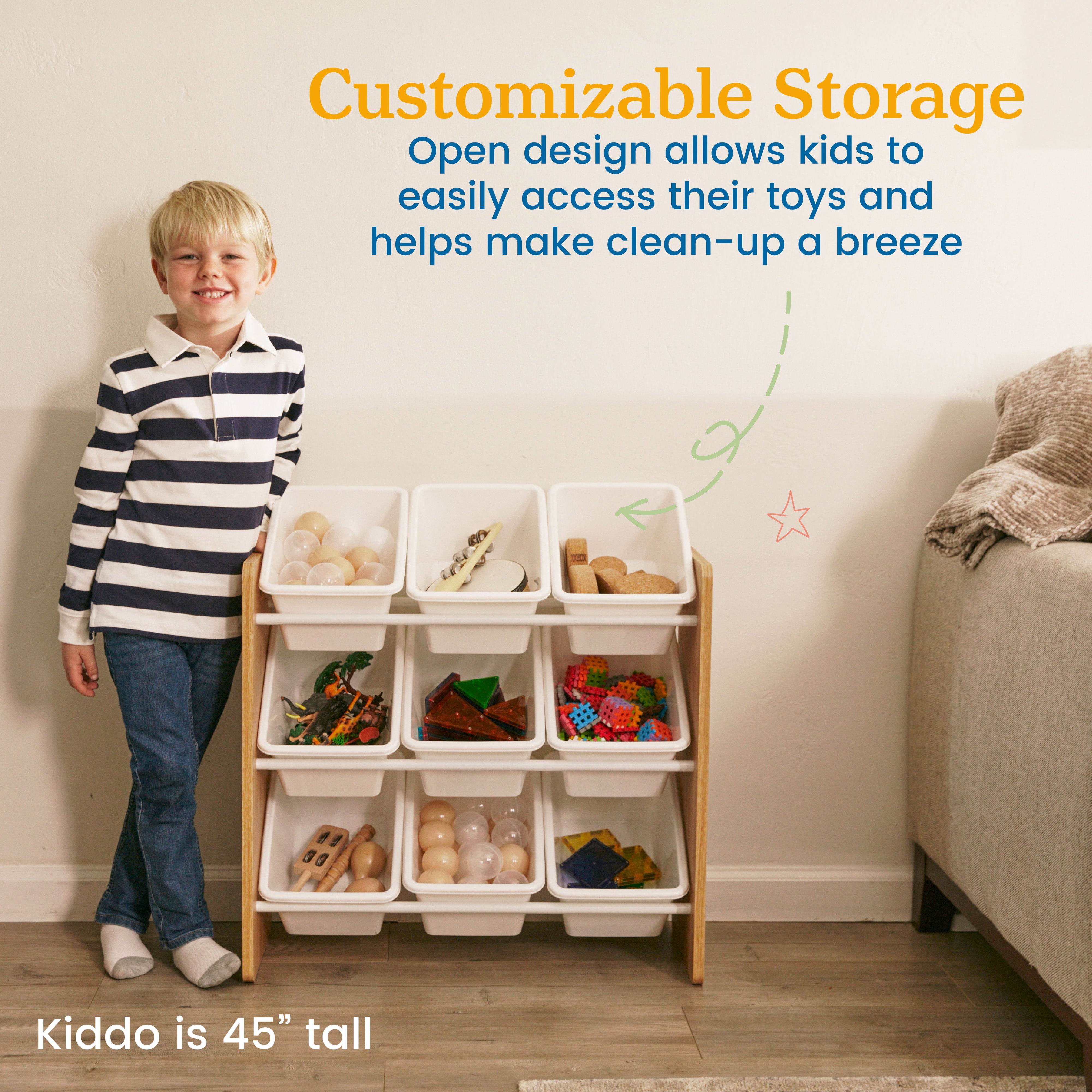 Kids toy bin fashion organizer