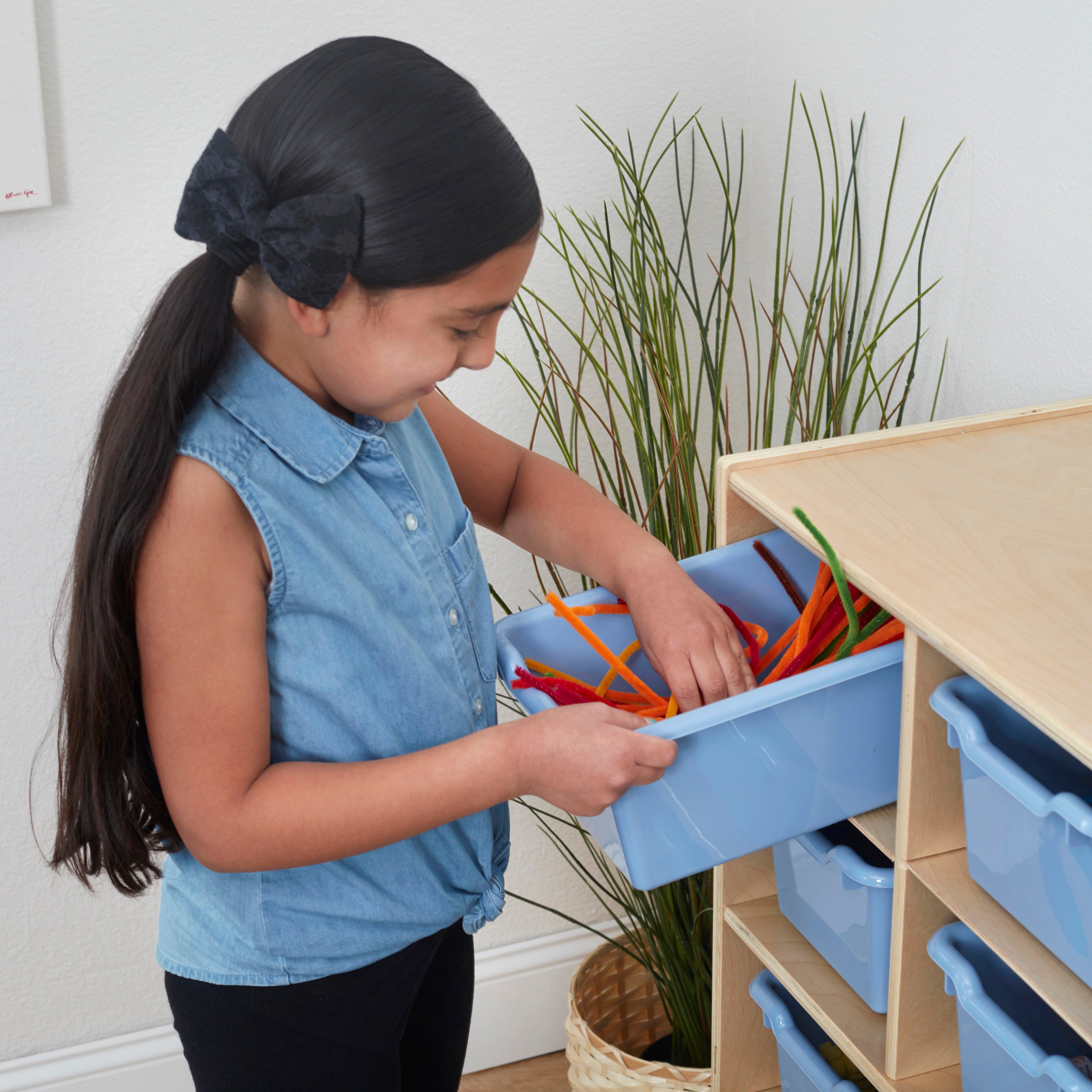 10 Cubby Mobile Tray Cabinet with 10 Scoop Front Storage Bins