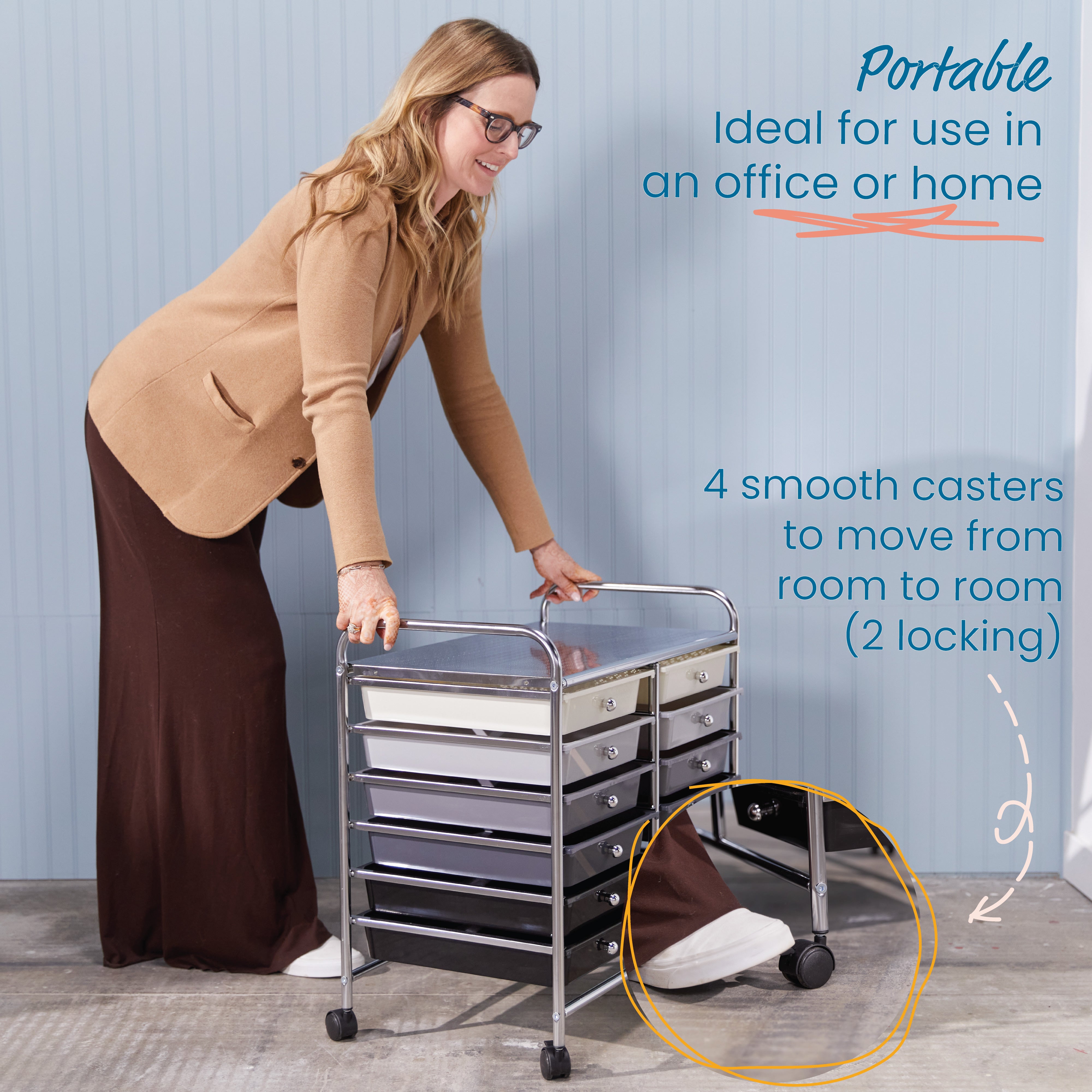 12-Drawer Mobile Organizer, Storage Cart