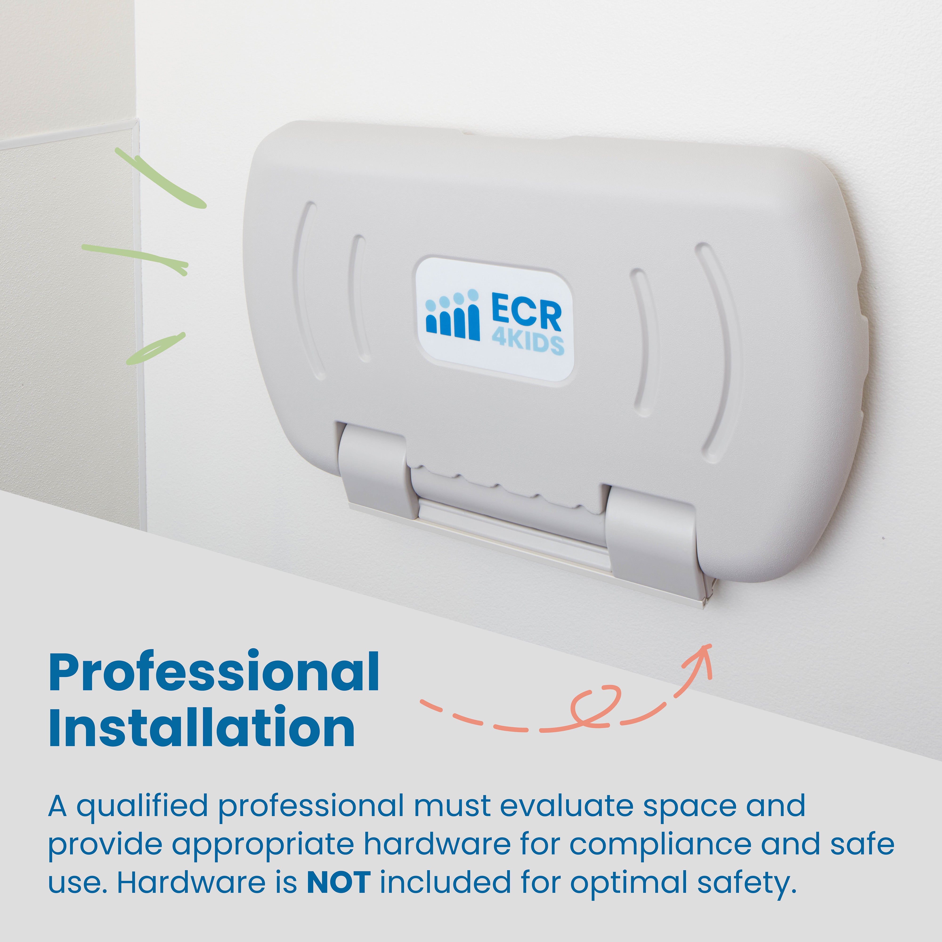 Horizontal Wall Mounted Changing Station with Slim Back Safety Straps