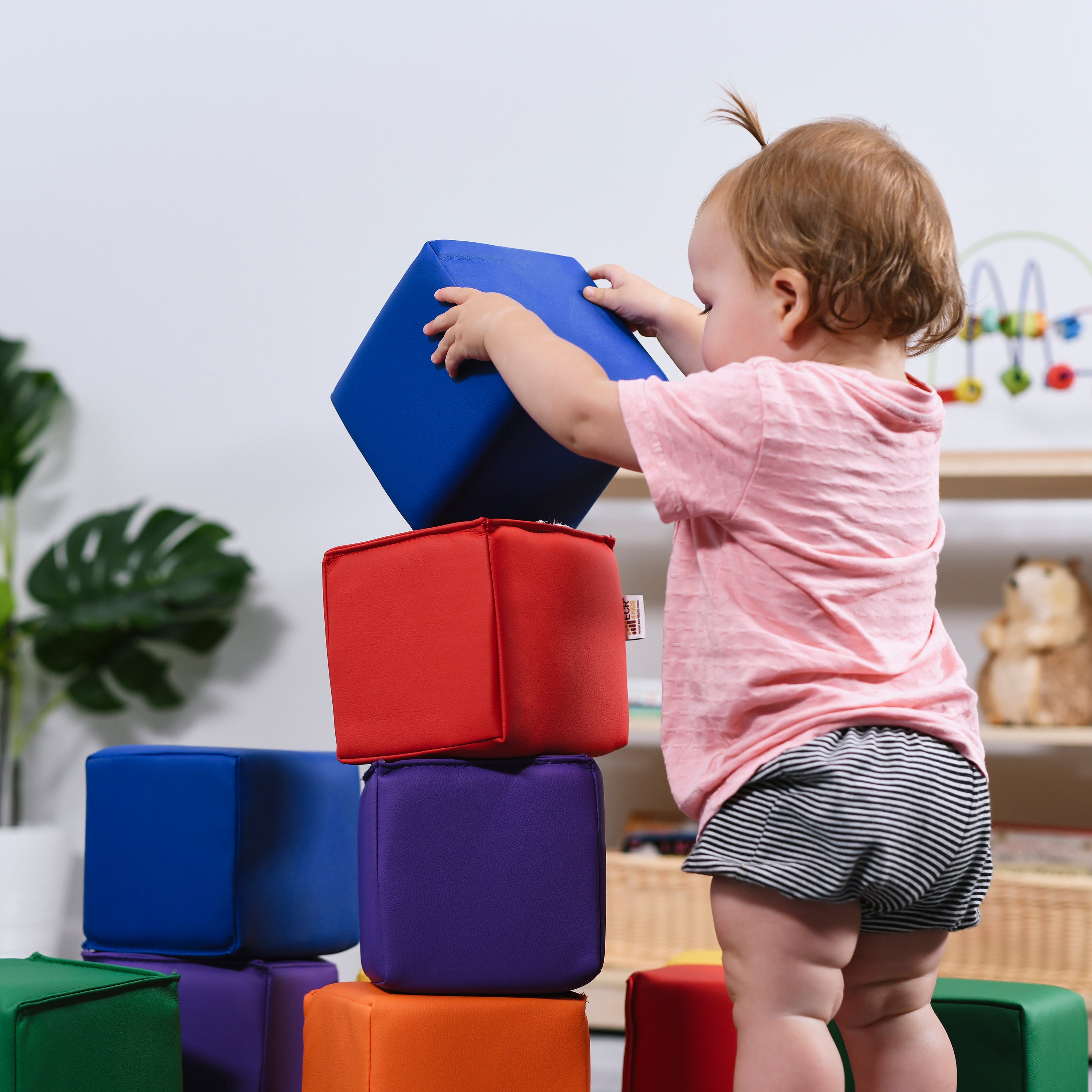 Patchwork Toddler Building Blocks Foam Cubes 12 Piece