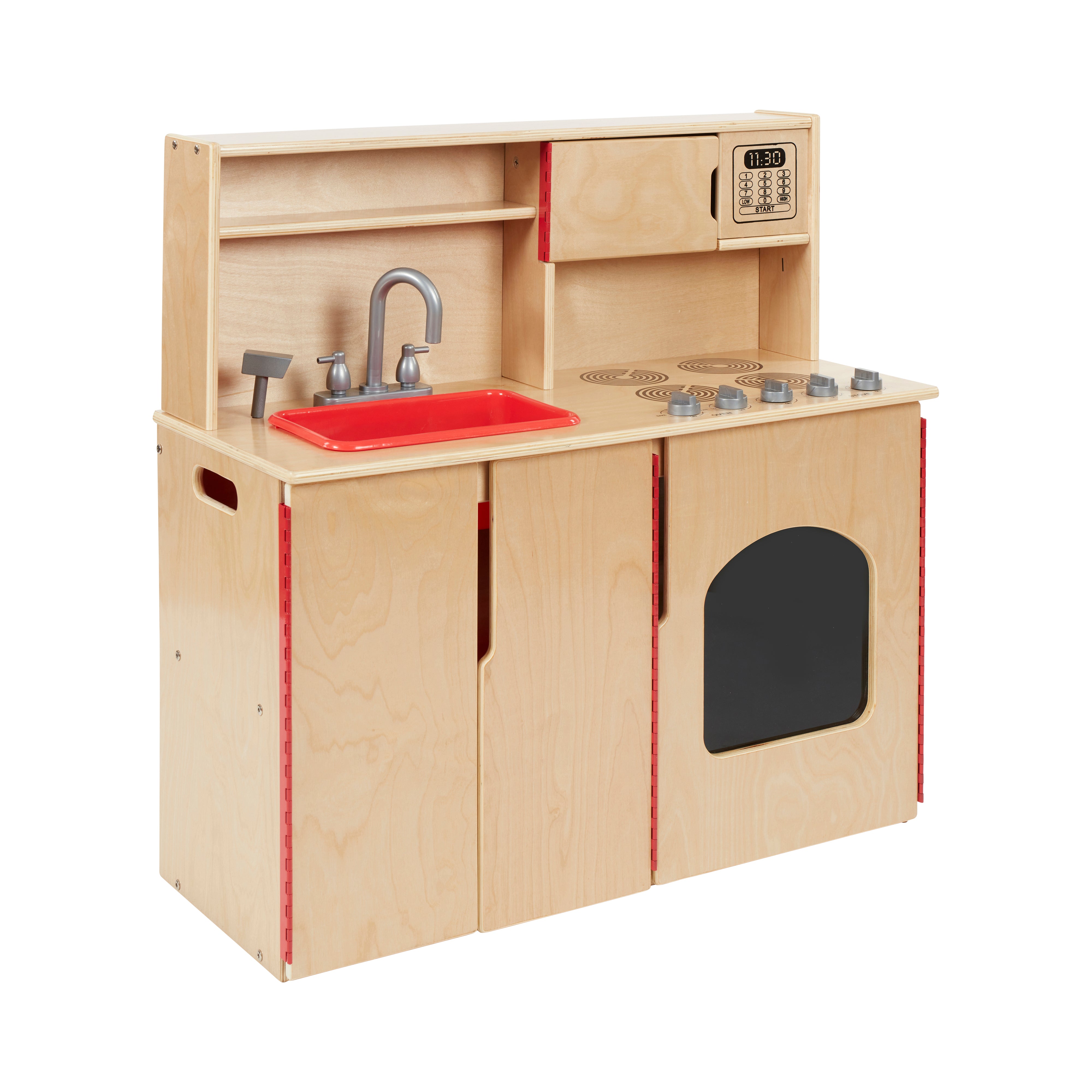 4-in-1 Kitchen, Sink, Stove, Oven, Microwave and Storage, Play Kitchen