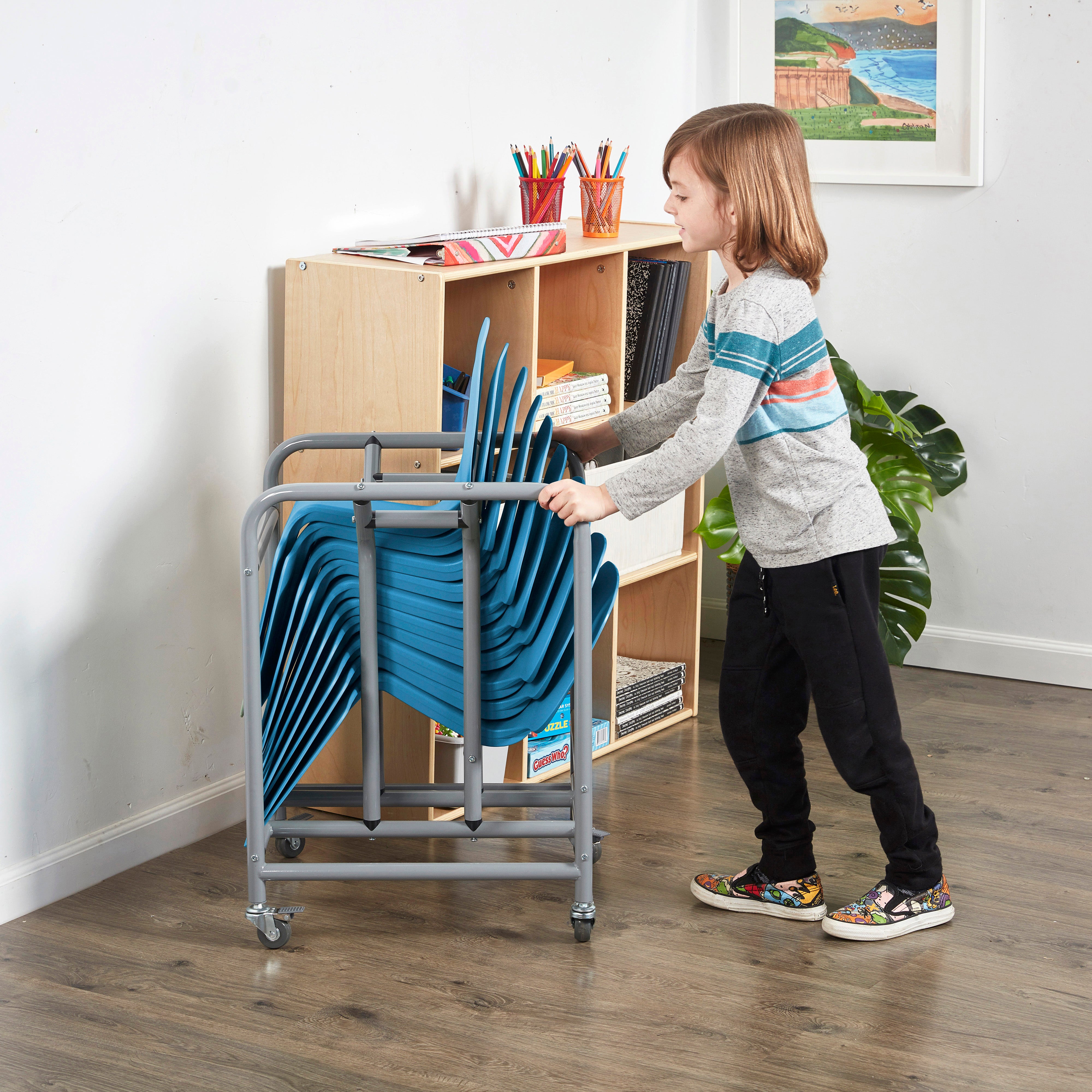 The Surf Mobile Storage Rack with 10 Surf Portable Desks Package, Classroom Flexible Seating