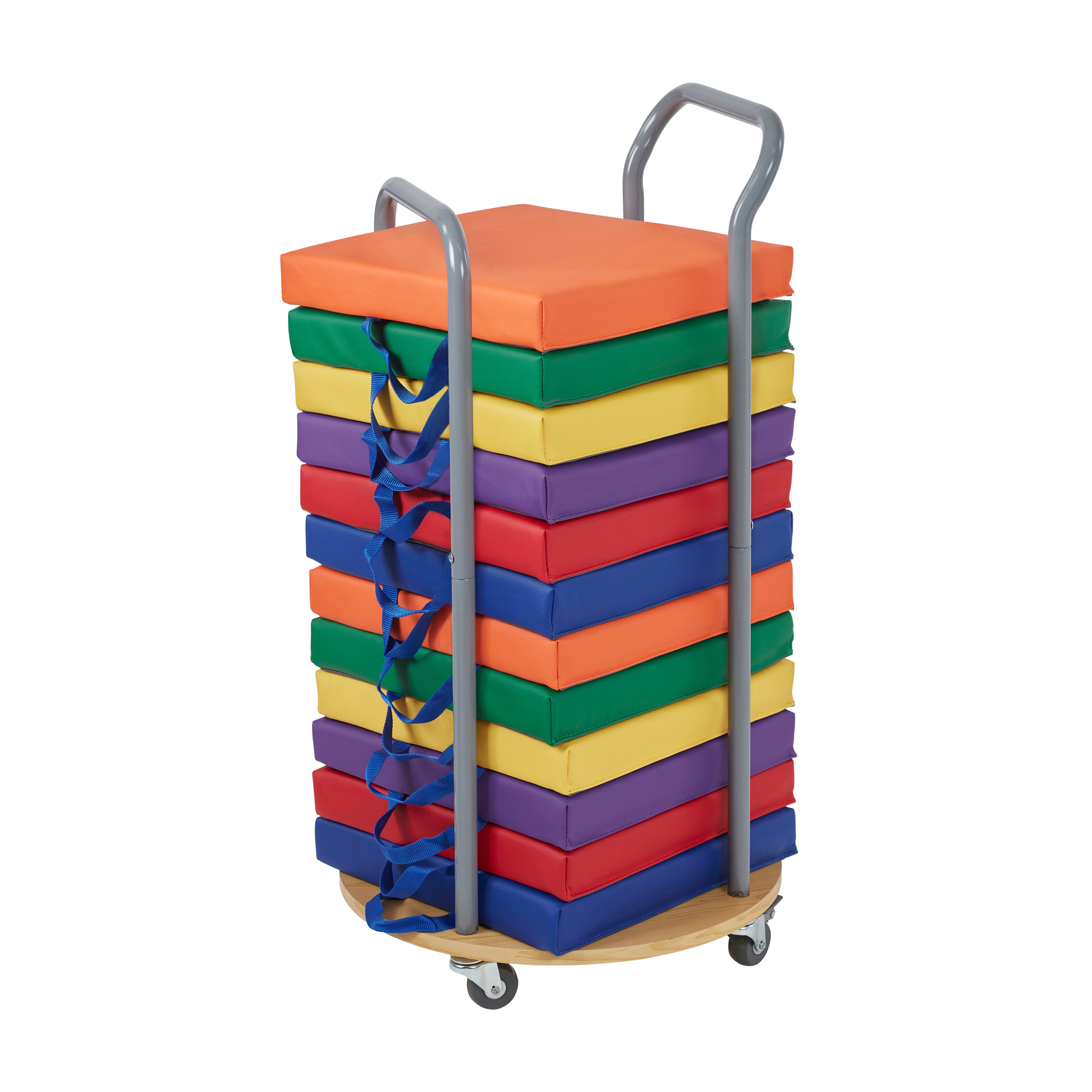 Mobile Cushion Cart and SoftZone Square Floor Cushions, Flexible Seating