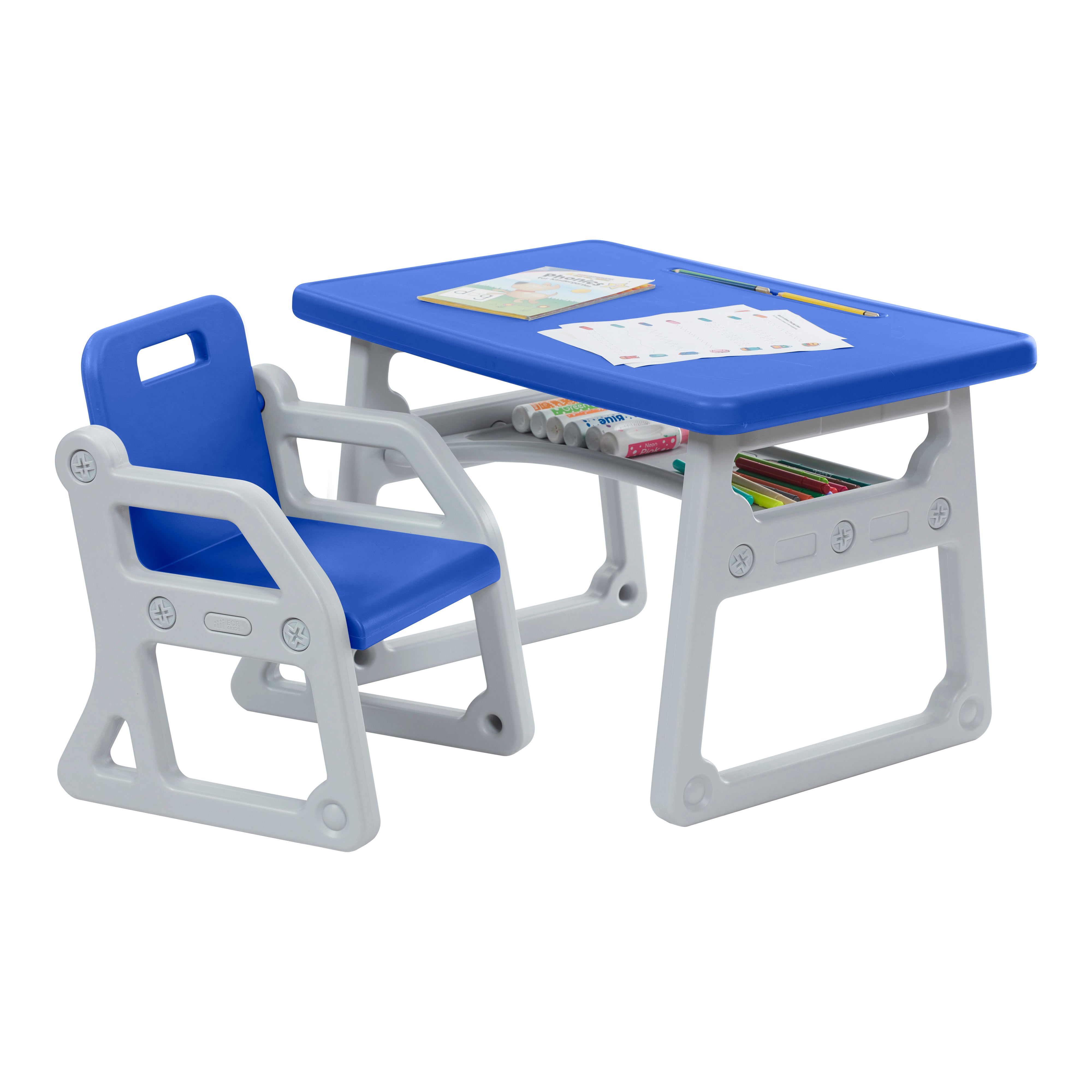 Kids cheapest Plastic Table and Chairs Set, Gray