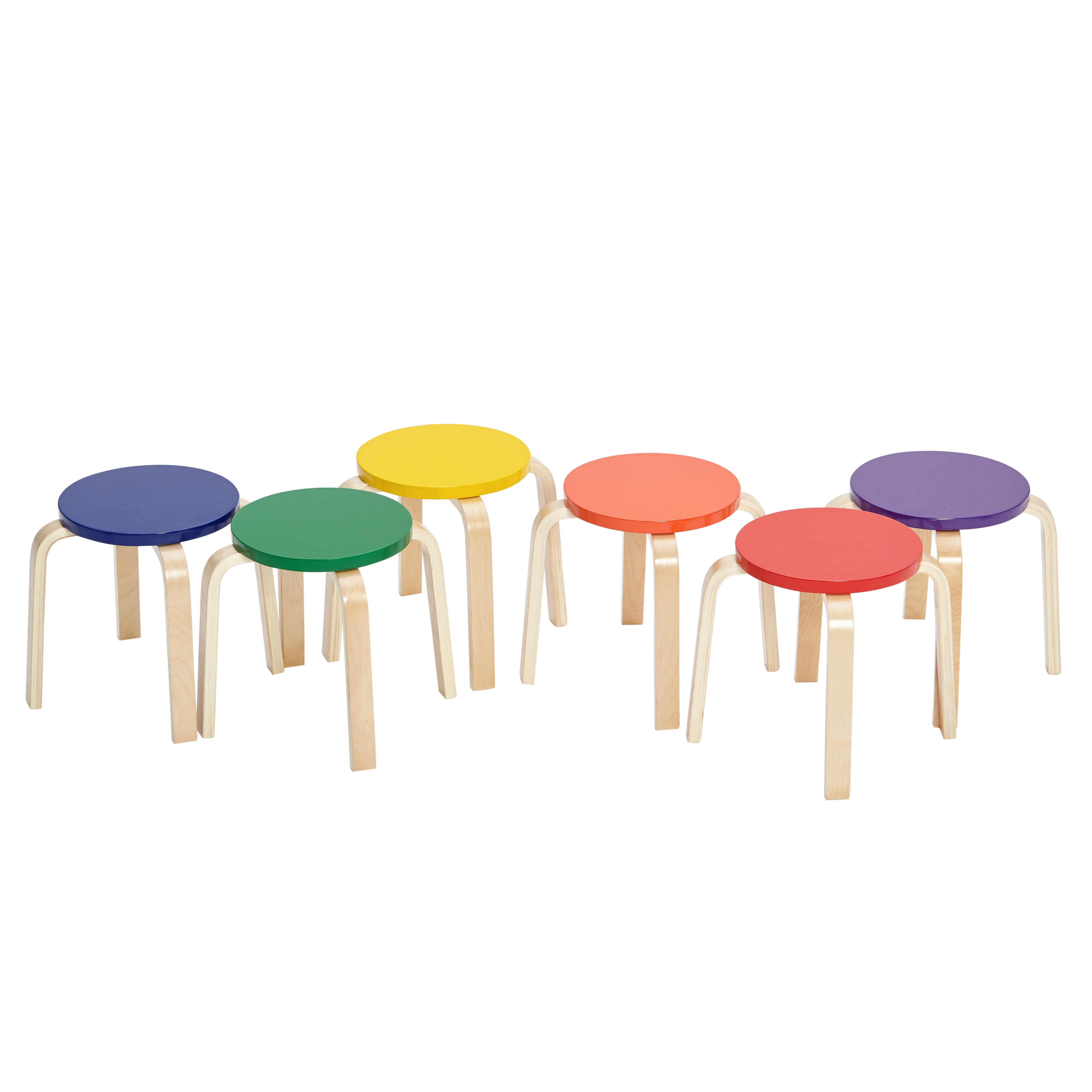 Bentwood Stackable Stools, Classroom Furniture, 6-Piece