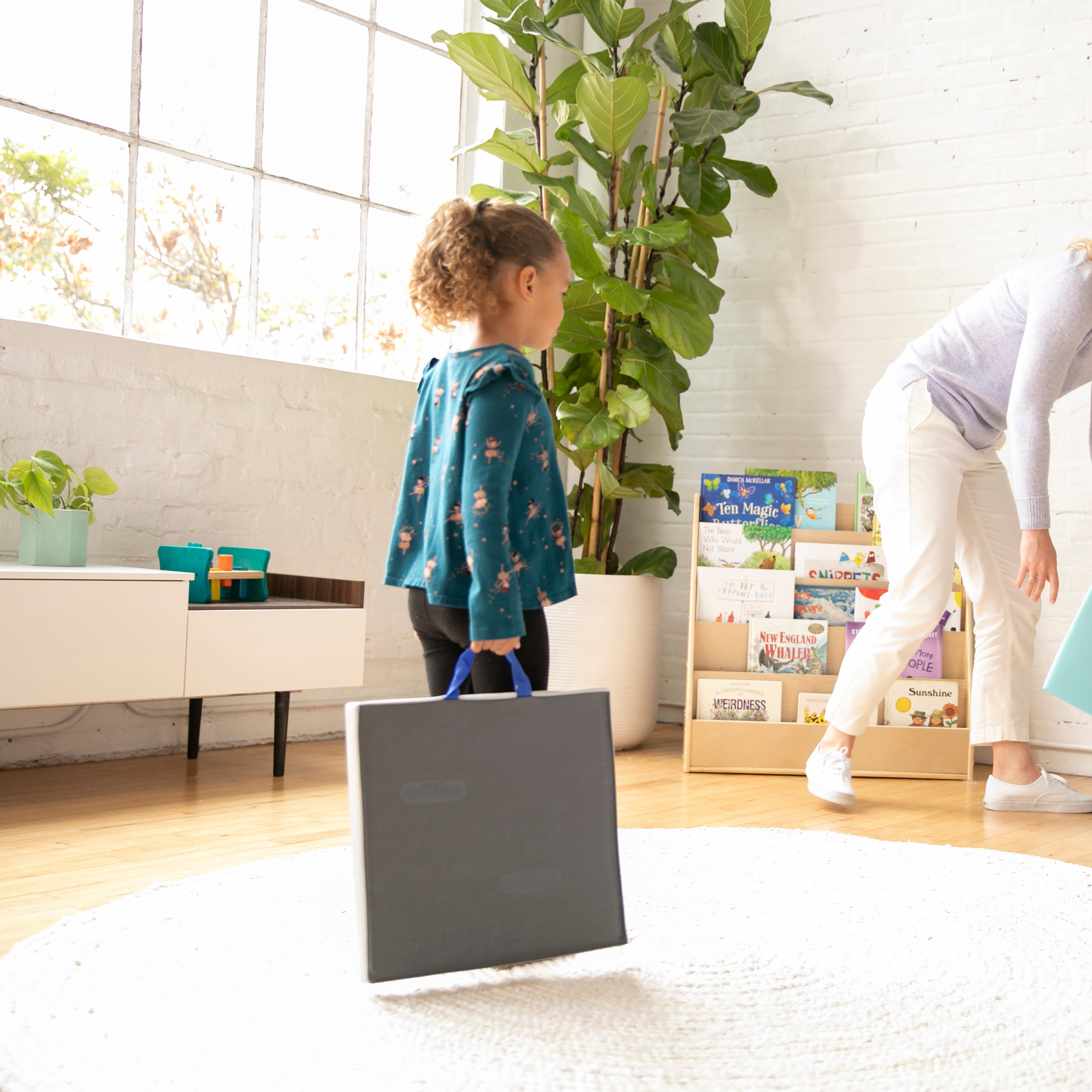 Mobile Cushion Cart and SoftZone Square Floor Cushions, Flexible Seating