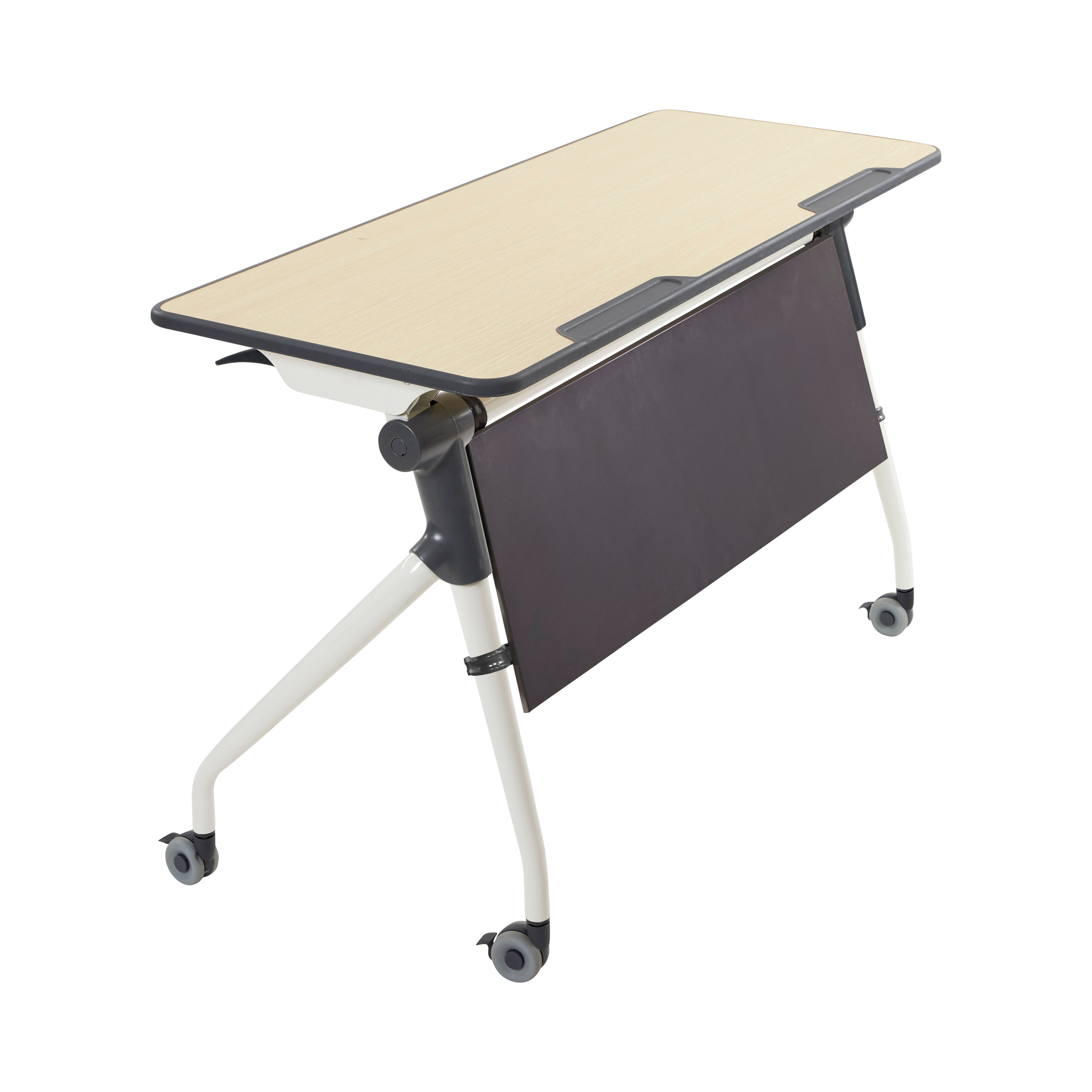 Double Nesting Mobile Desk, Portable Table, Maple/Grey