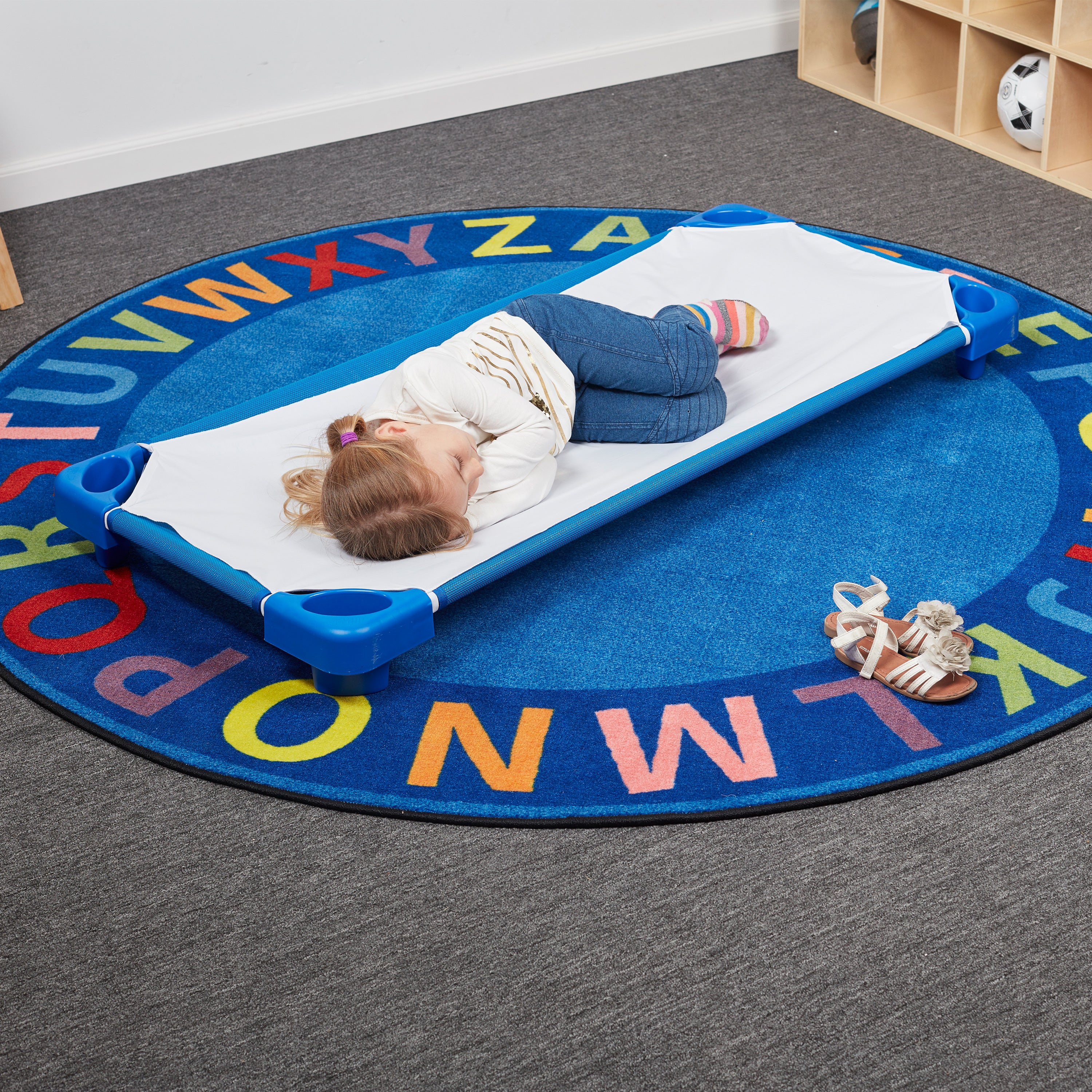 Stackable Kiddie Cot with Sheet, Ready-to-Assemble, Standard Size - Blue