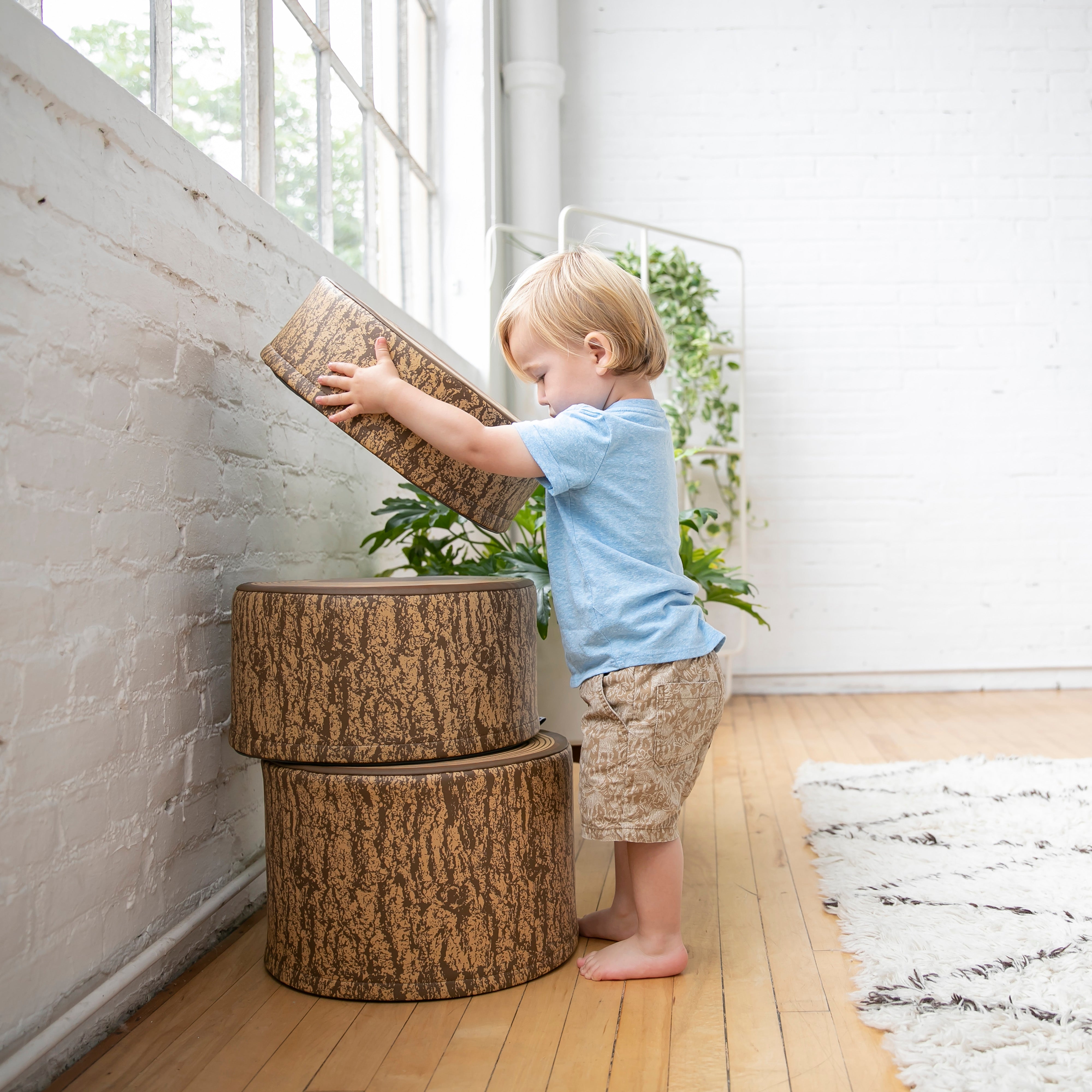 Tree Stump Stool Set, Flexible Seating, Chocolate, 3-Piece