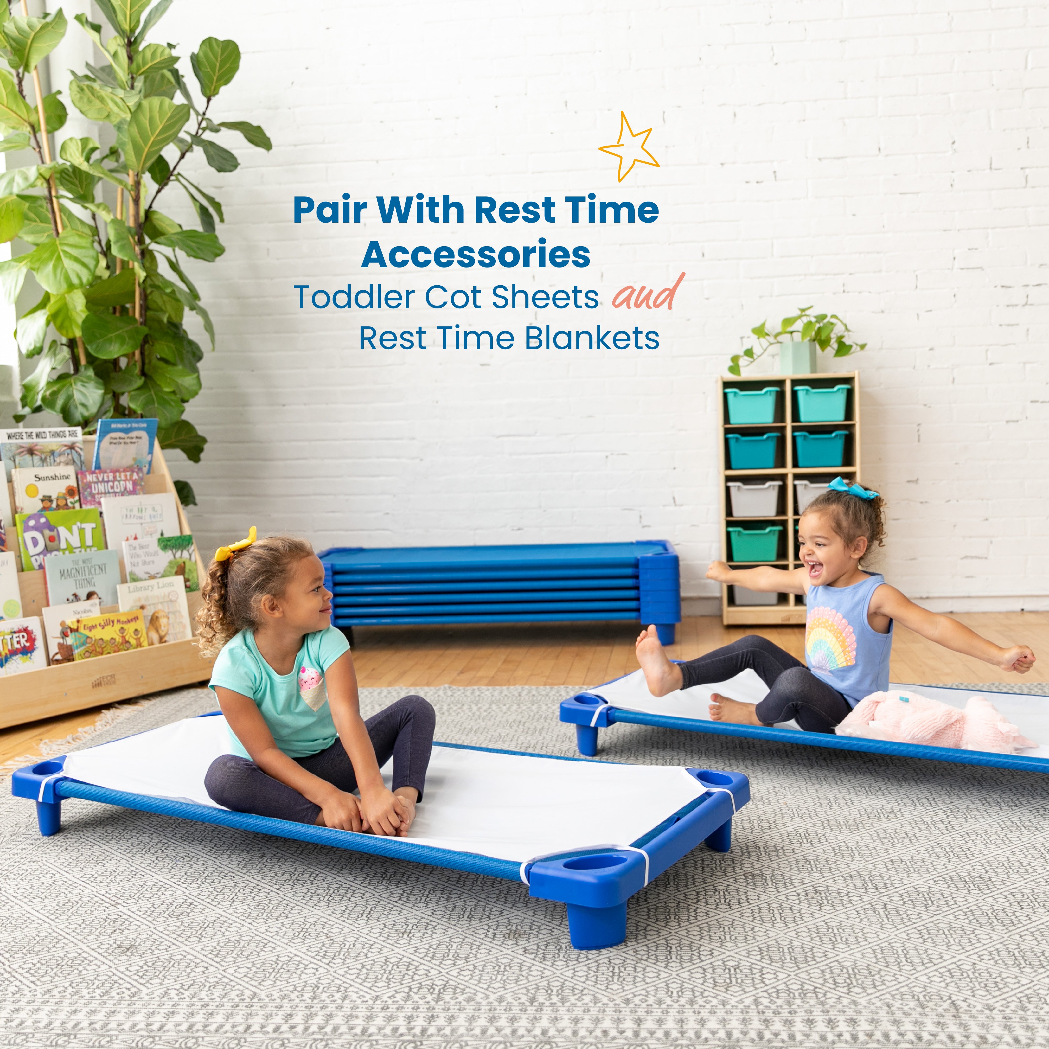 Streamline Cot, Ready-To-Assemble, Standard Size, 6-Pack - Blue