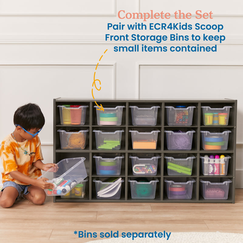 ECR4kids 20 Cubby Tray Cabinet with Scoop Front Storage Bins