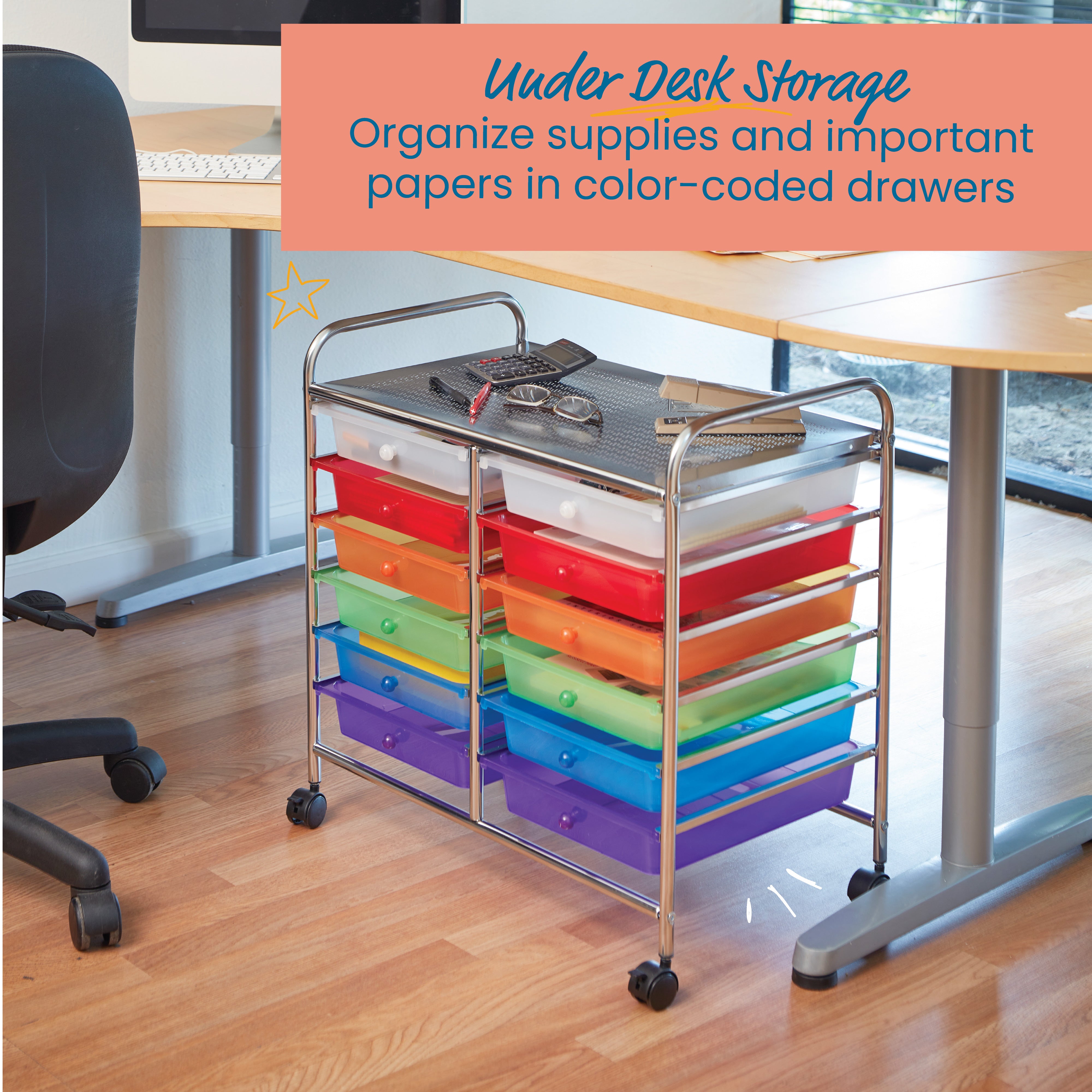 12-Drawer Mobile Organizer, Storage Cart