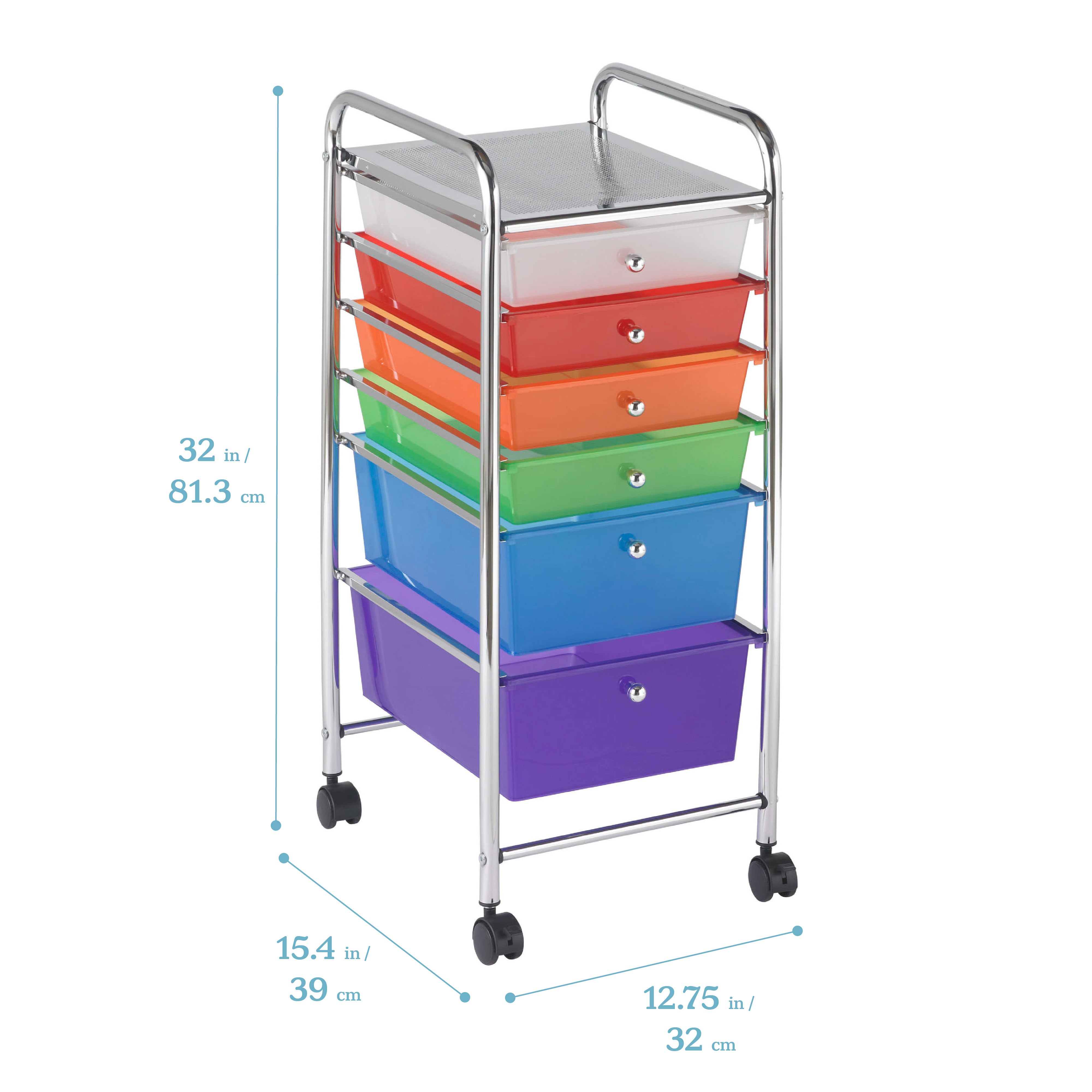 6-Drawer Plastic Storage good Cart with Organizer Top & Wheels