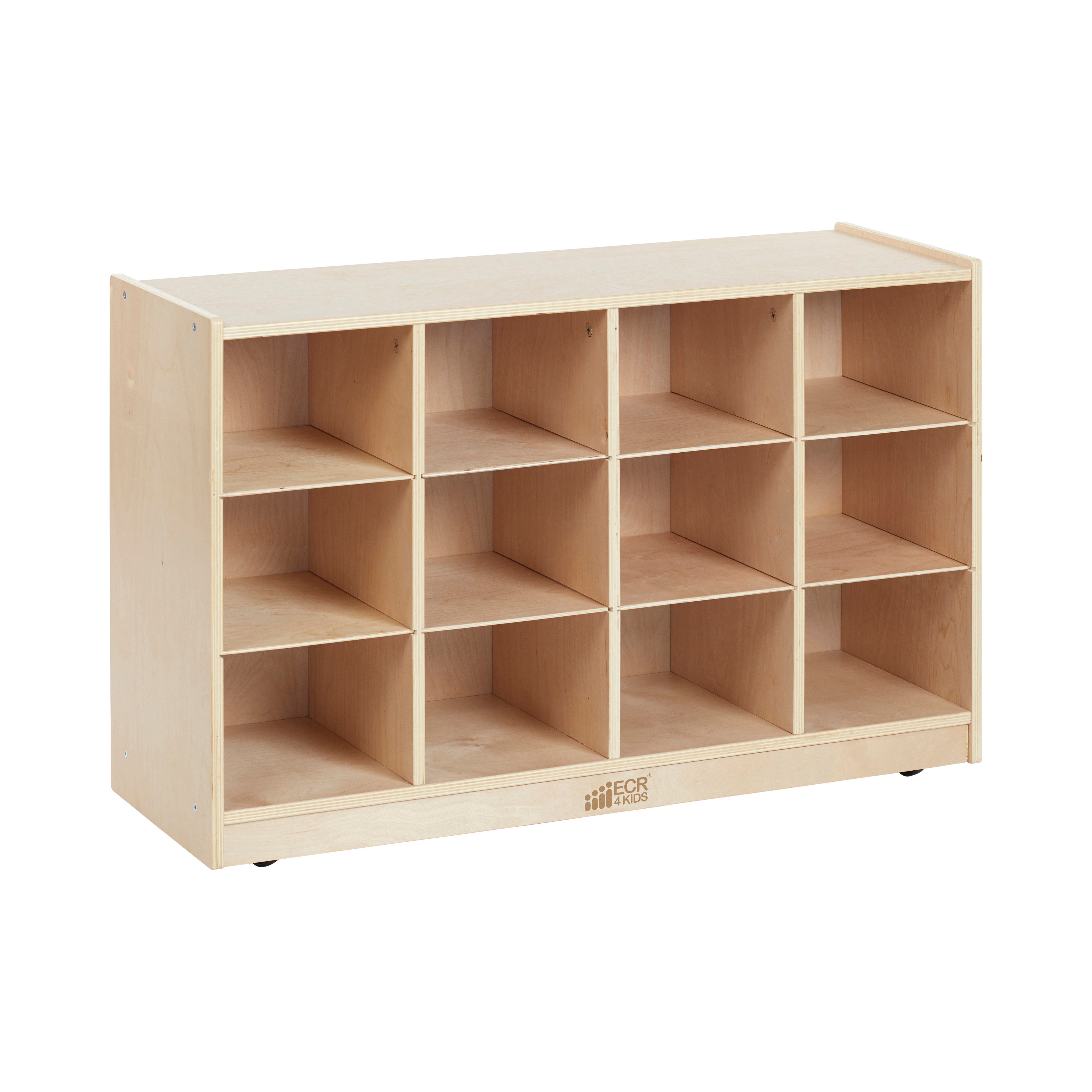 12 Cubby Mobile Tray Storage Cabinet, 3x4, Classroom Furniture