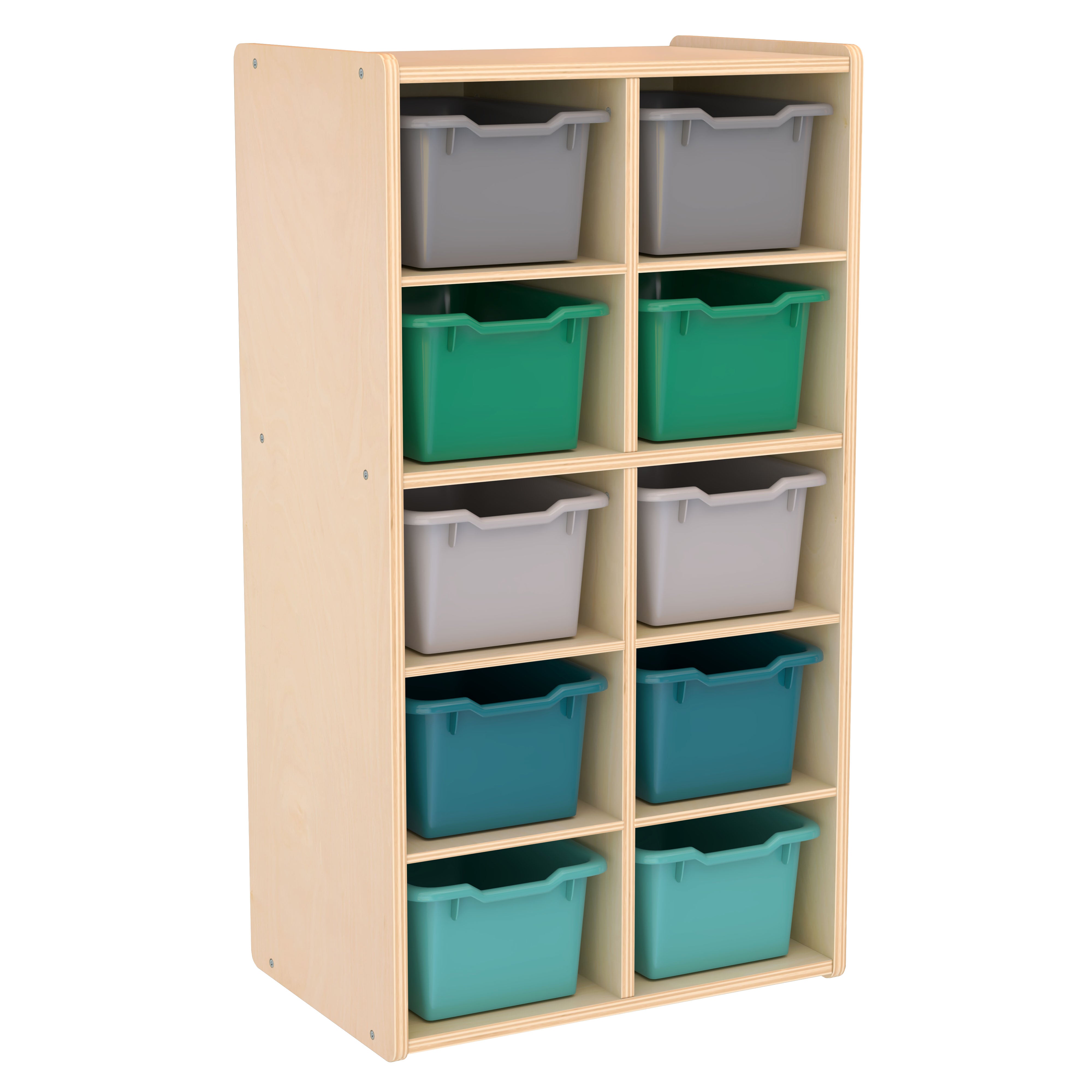 Streamline 10 Cubby Tray Storage Cabinet with 10 Scoop Front Storage Bins