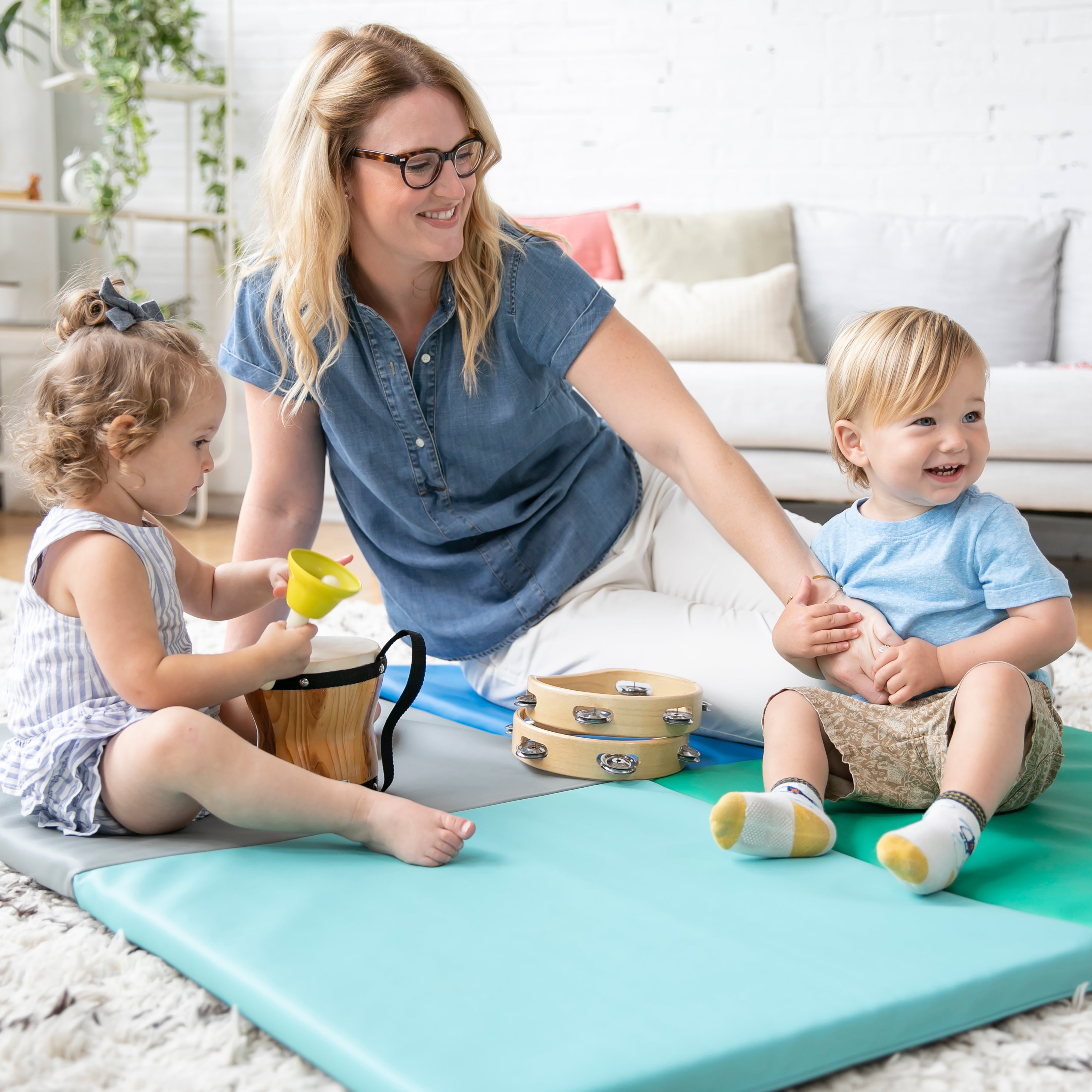 Fold-N-Go Activity Mat and Patchwork Toddler Foam Block Playset