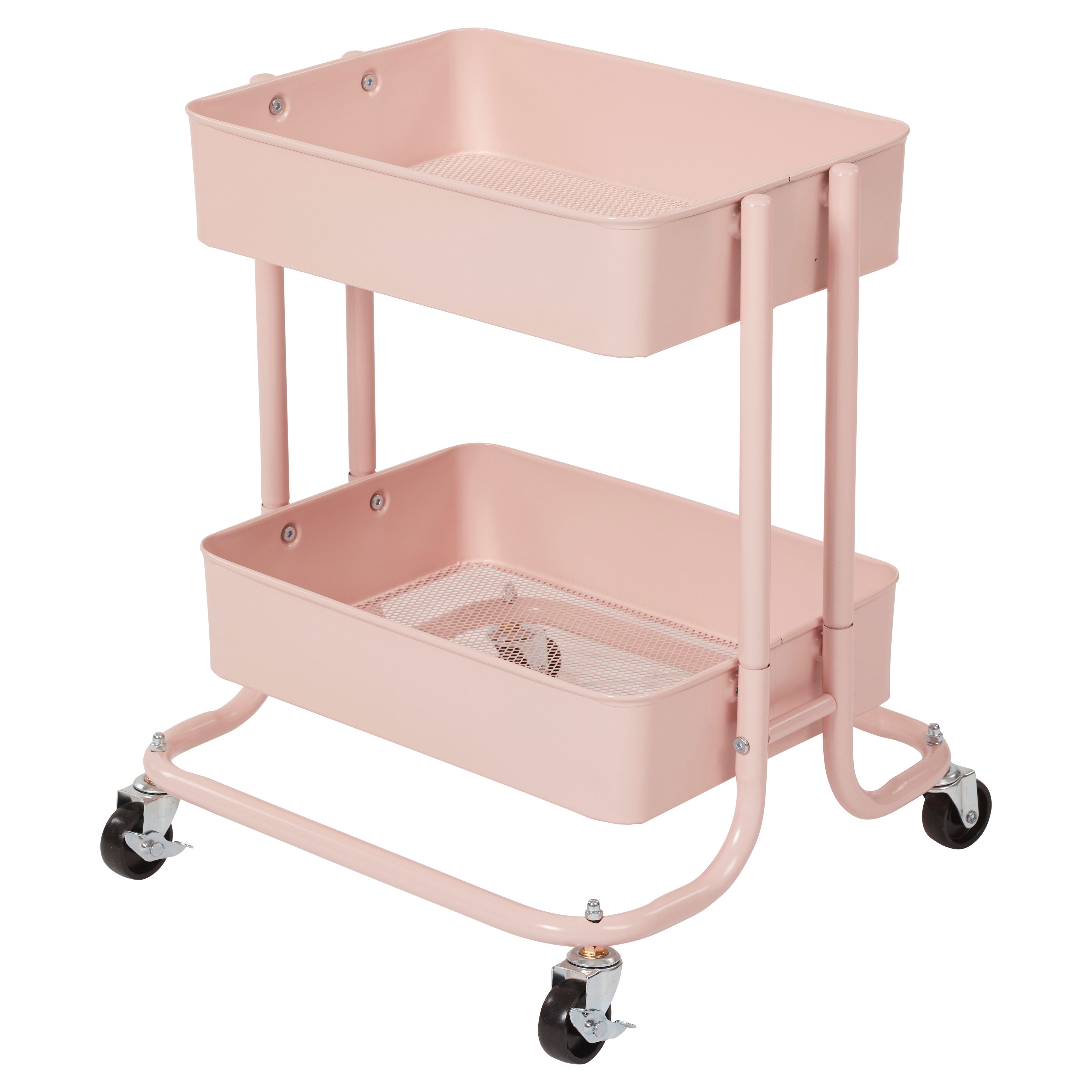 2-Tier Metal Rolling Utility Cart, Mobile Storage Organizer