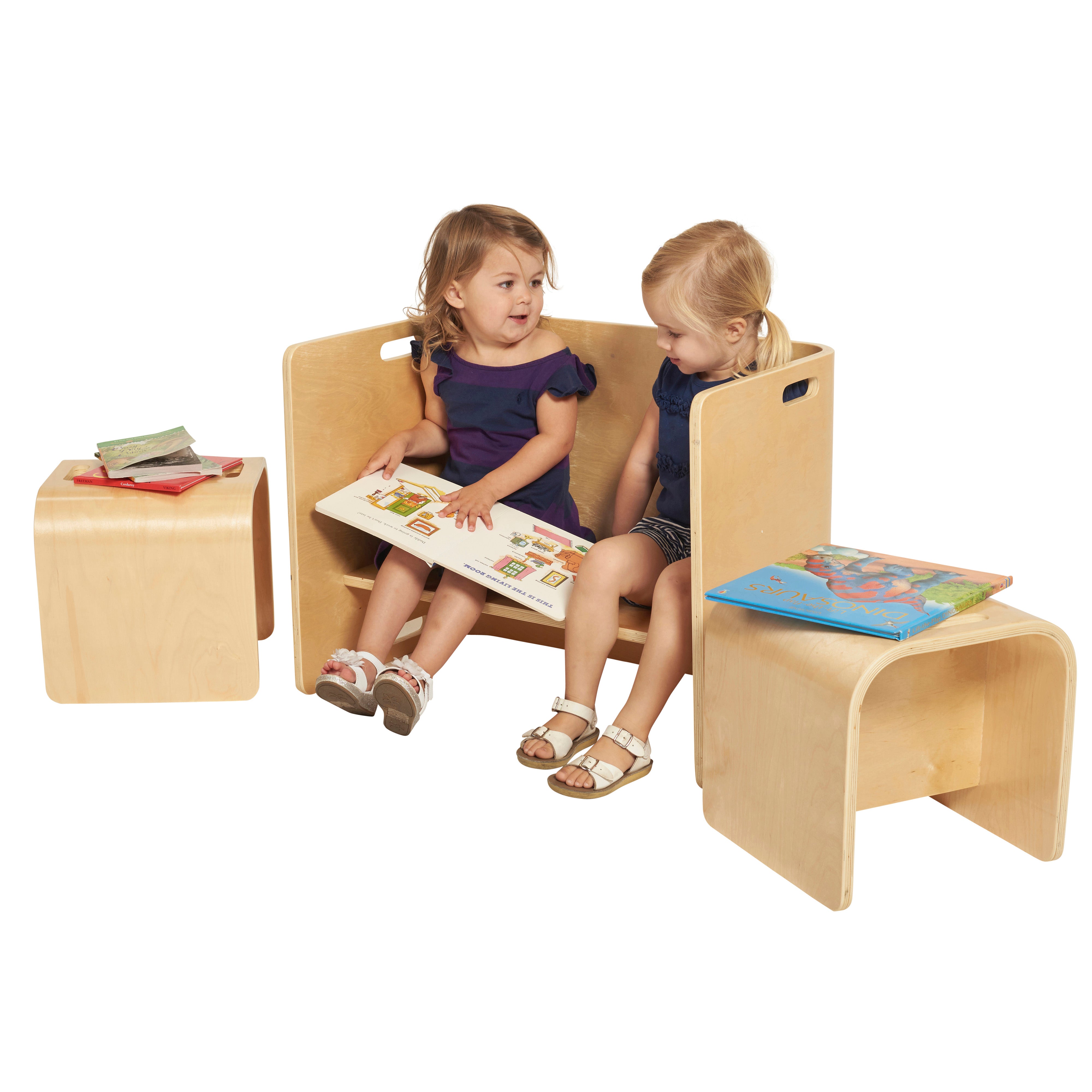 Bentwood Multipurpose Kids Wooden Table and Chair Set, 3-Piece