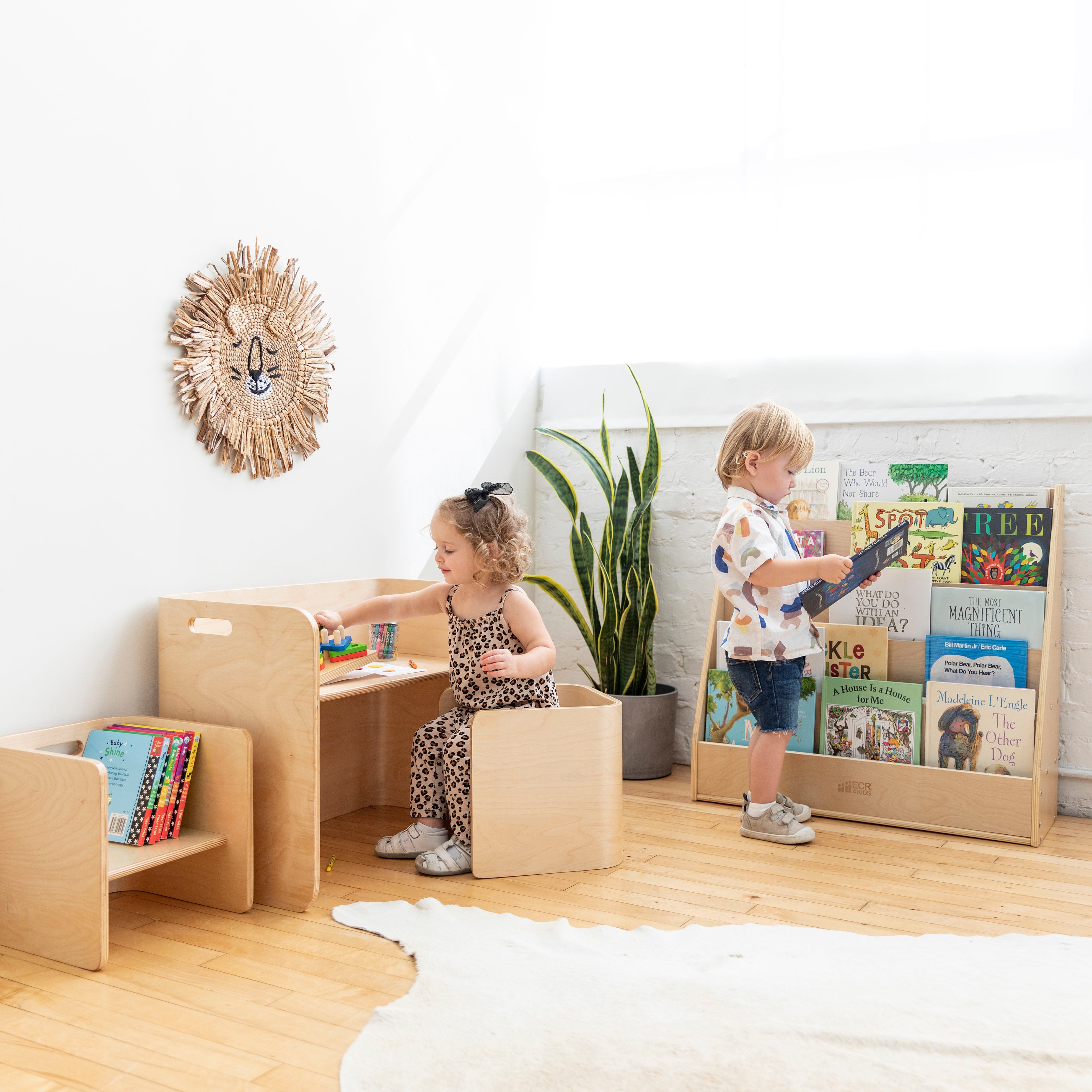 Bentwood Multipurpose Kids Wooden Table and Chair Set, 3-Piece