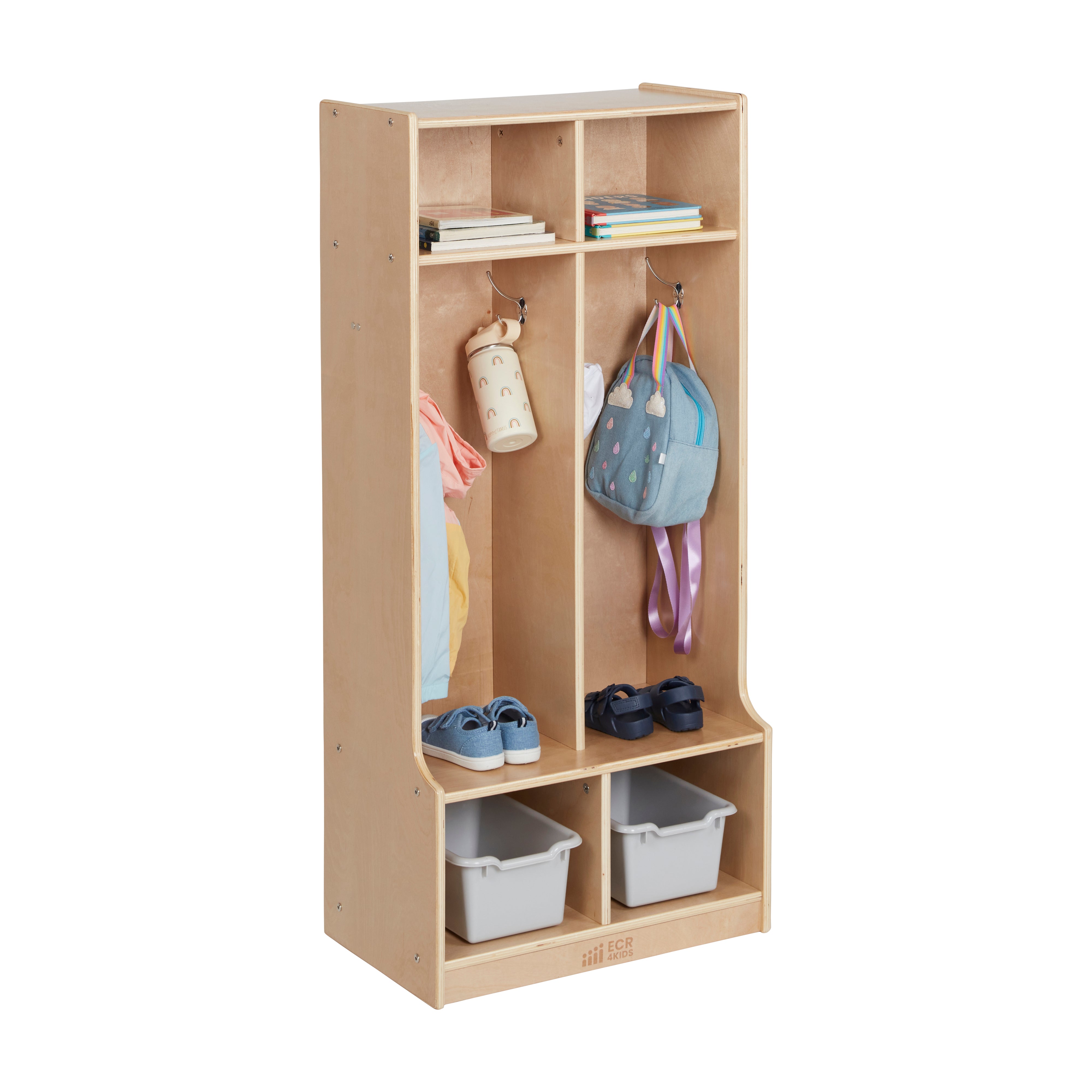 2-Section Coat Locker with Bench, Classroom Furniture