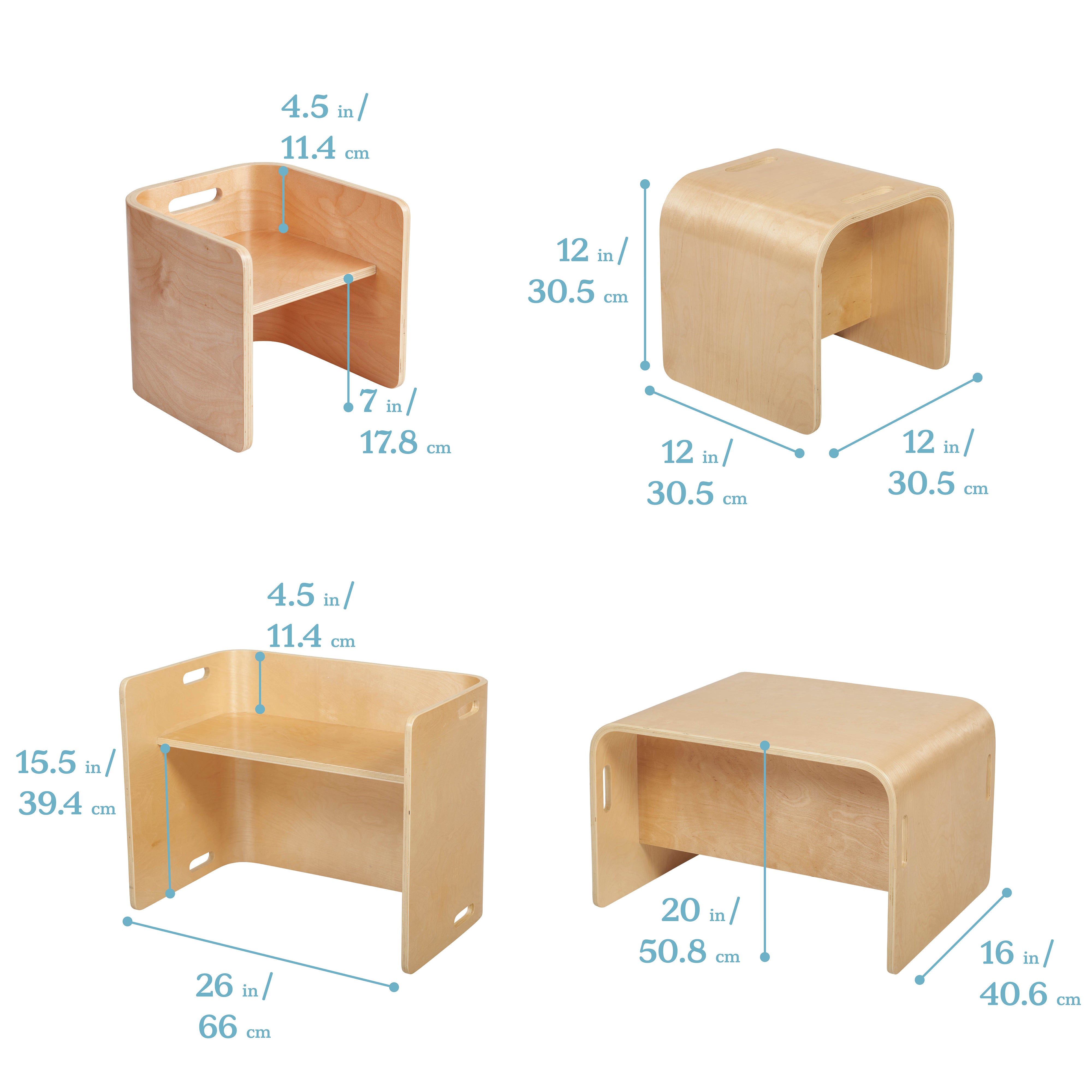 ECR4Kids ECRKids Seating, 5-Piece good Table and Chairs Set, Natural