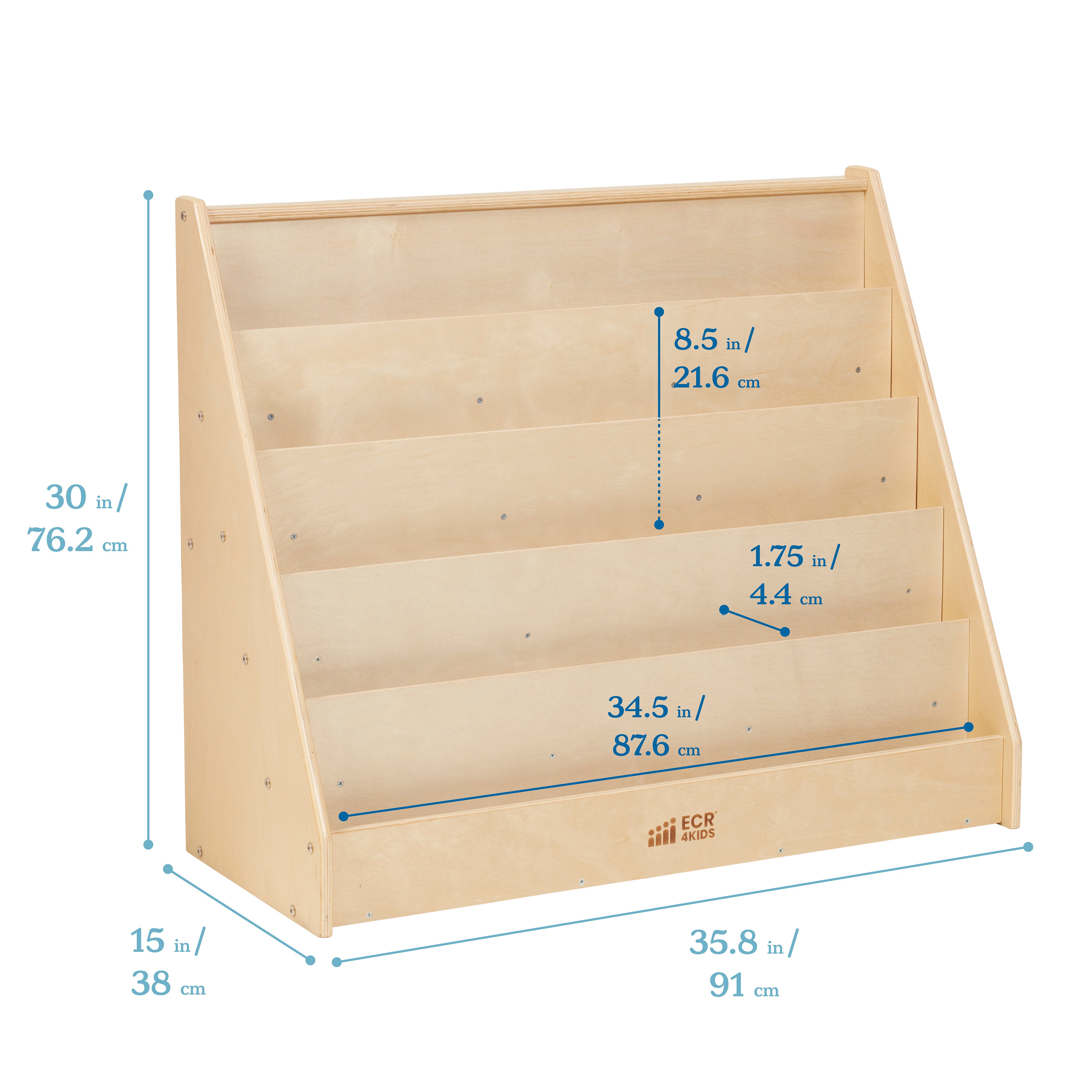 ECR4Kids Single-Sided Book sold Display, Classroom Bookshelf, Natural (S2)