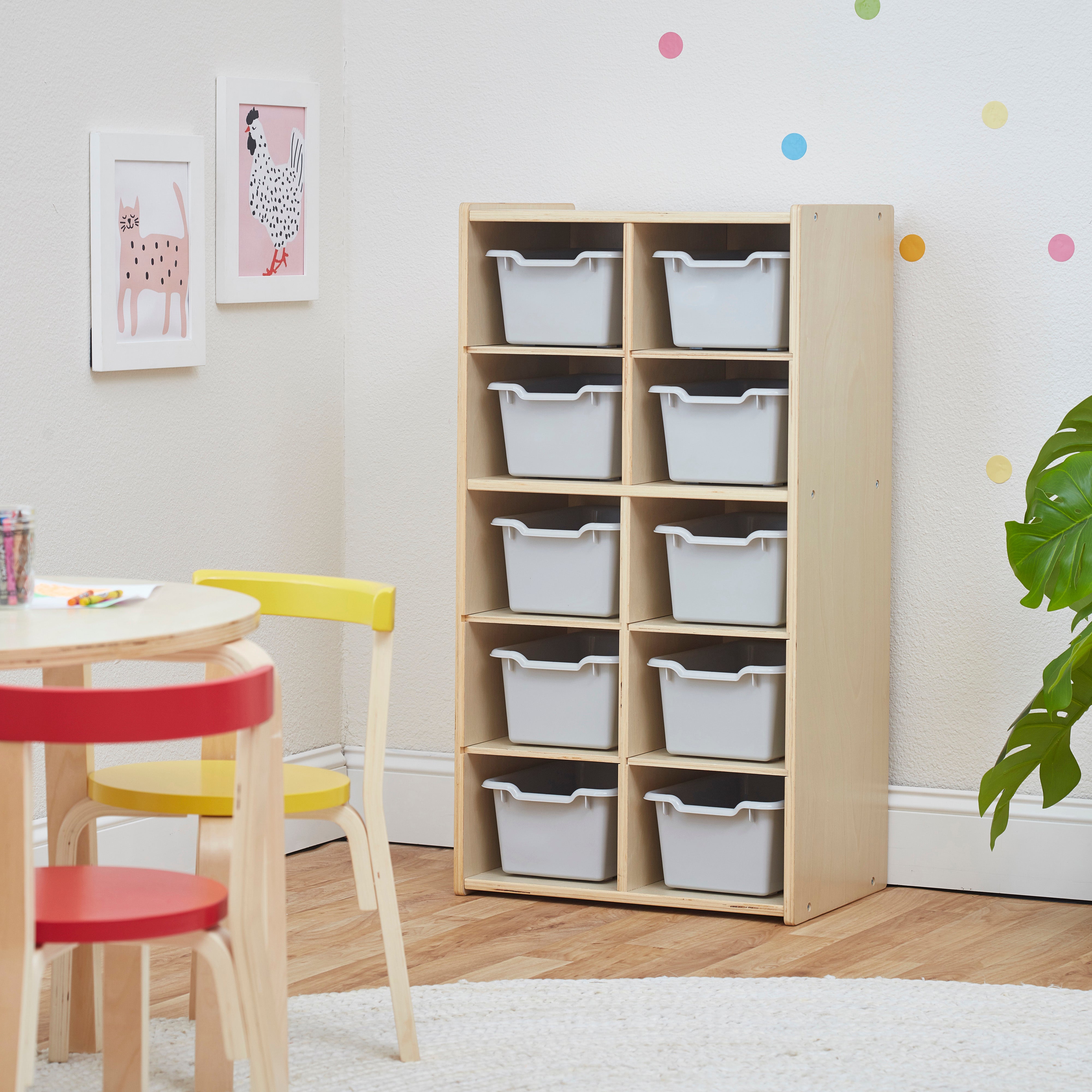 Streamline 10 Cubby Tray Storage Cabinet with 10 Scoop Front Storage Bins