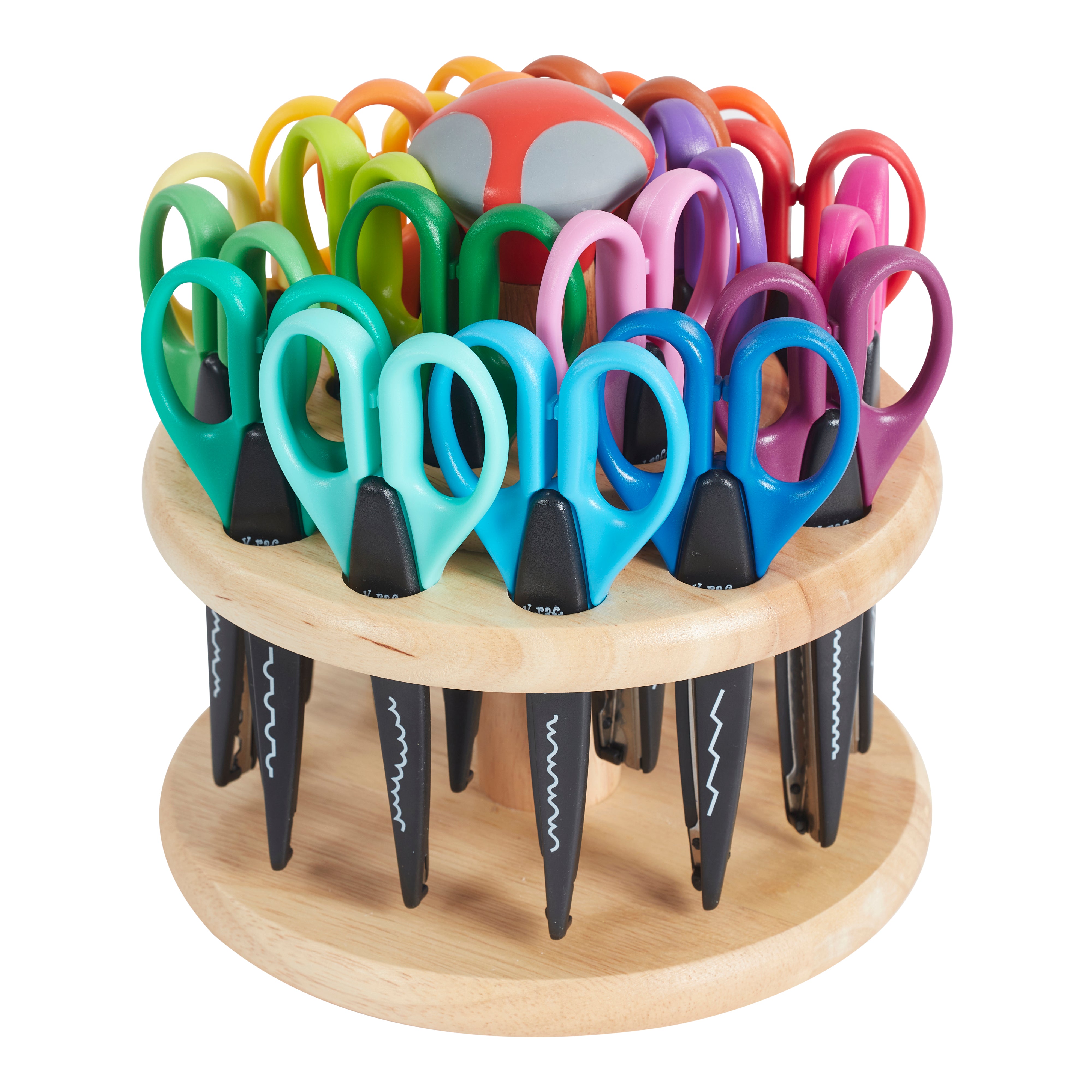 Decorative Scissors with Rotating Hardwood Rack, Paper Edgers, Assorted, 18-Piece