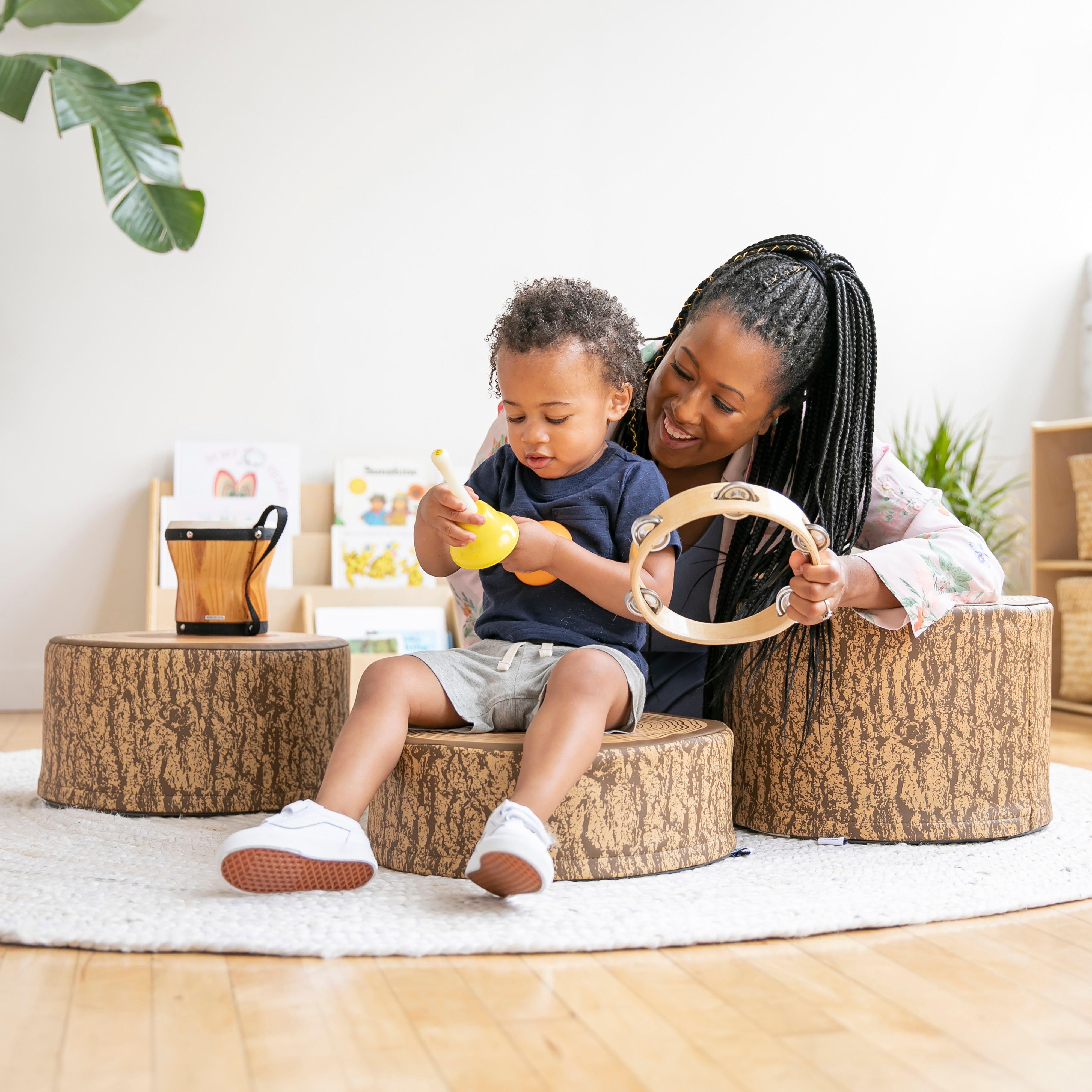 Tree Stump Stool Set, Flexible Seating, Chocolate, 3-Piece