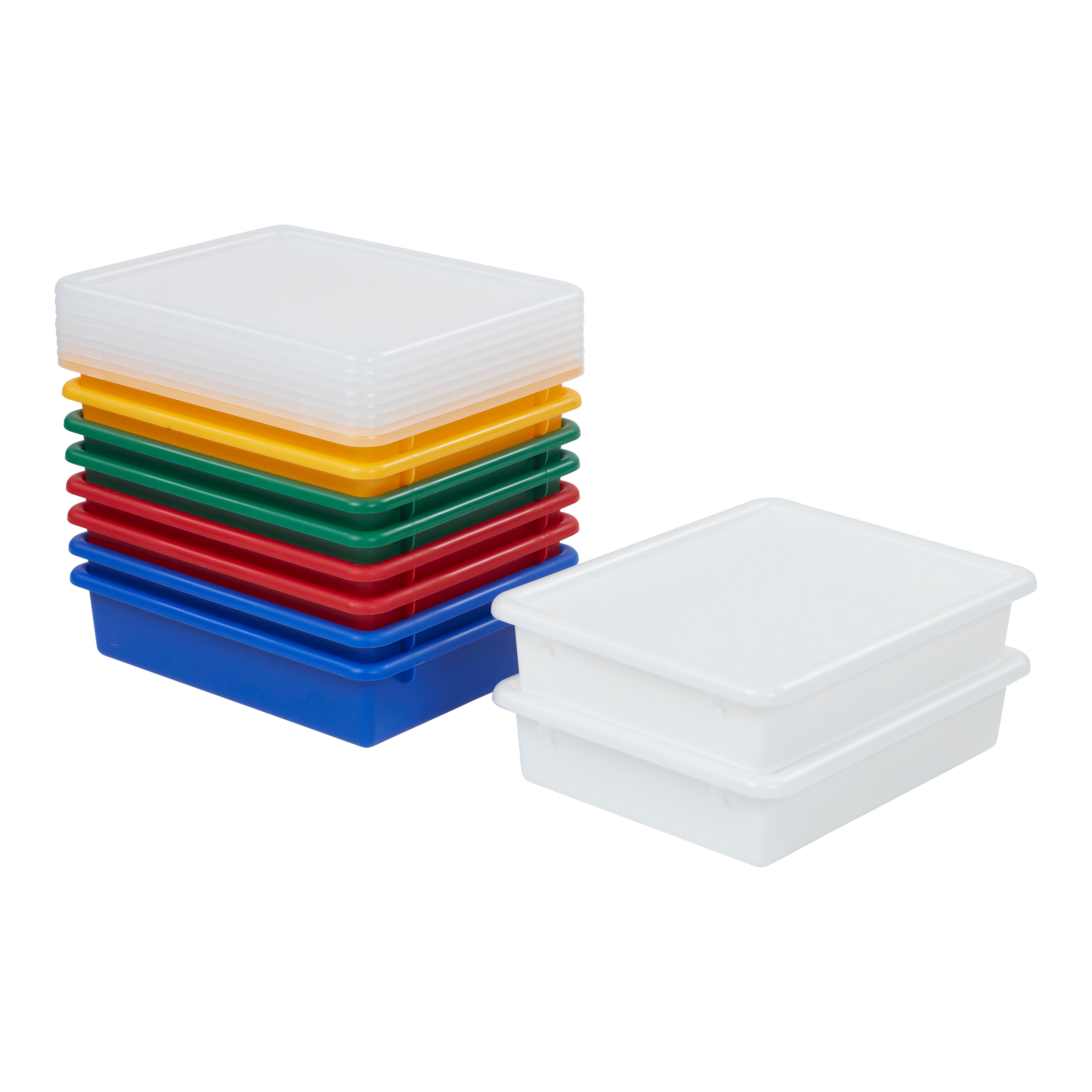 Letter Size Tray with Lid, Flat Storage Bin, 10-Pack